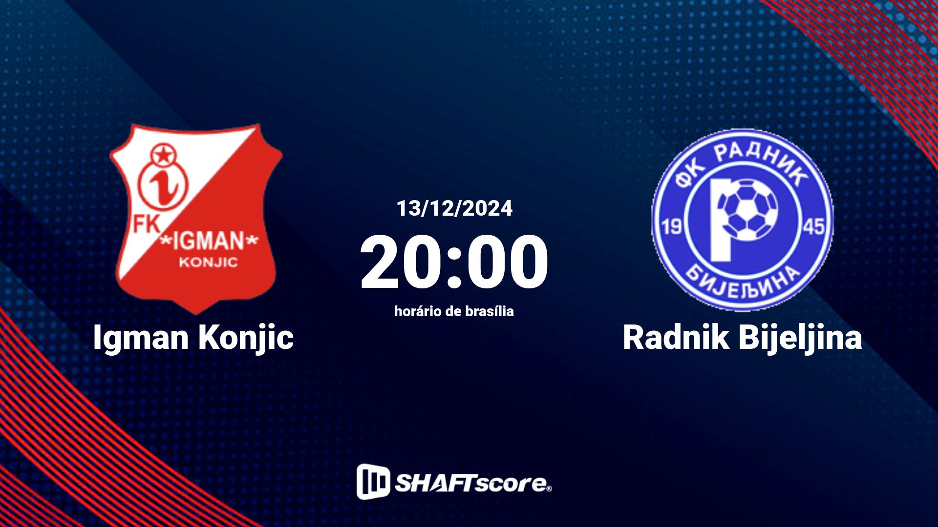 Estatísticas do jogo Igman Konjic vs Radnik Bijeljina 13.12 20:00