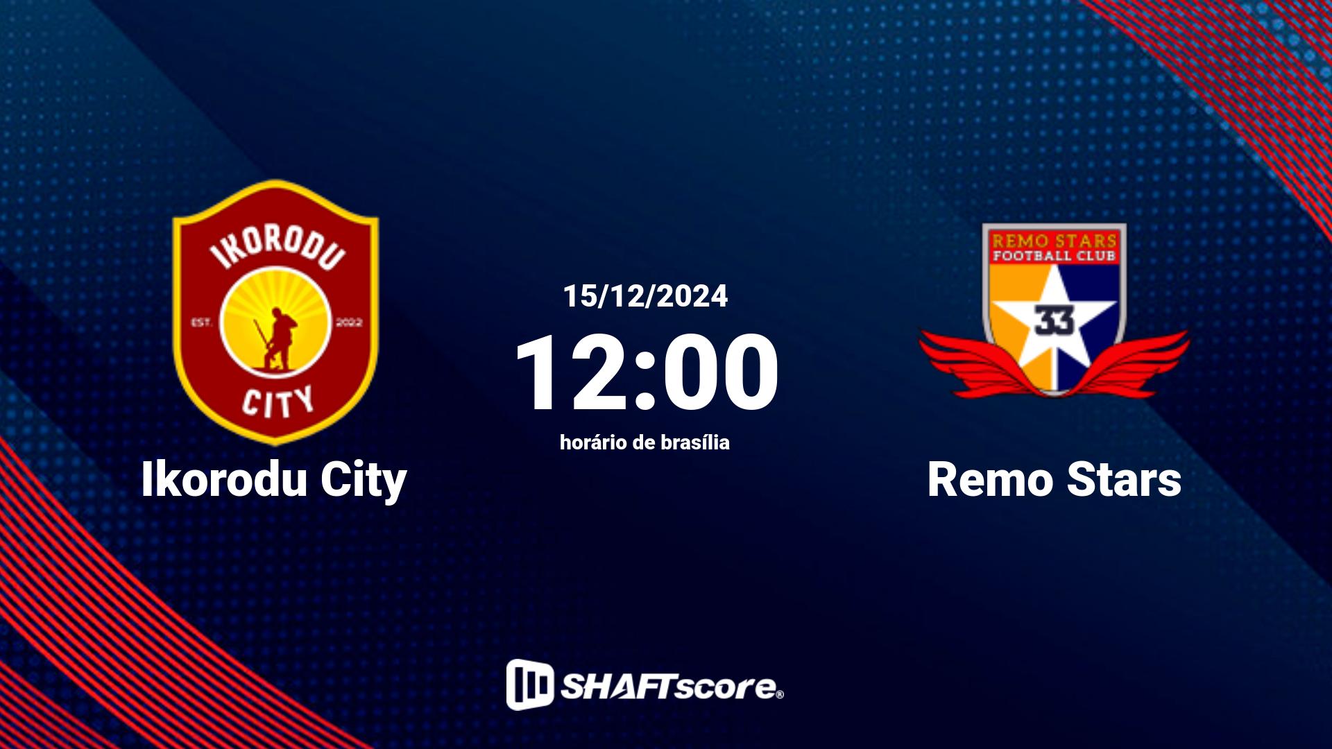 Estatísticas do jogo Ikorodu City vs Remo Stars 15.12 12:00