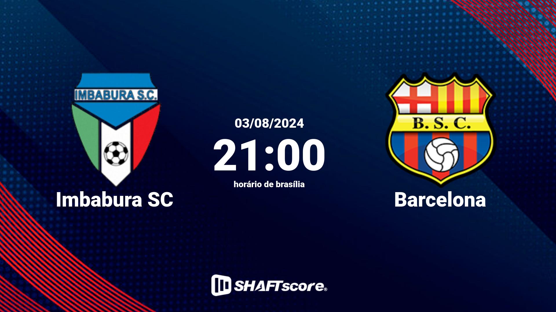 Estatísticas do jogo Imbabura SC vs Barcelona 03.08 21:00