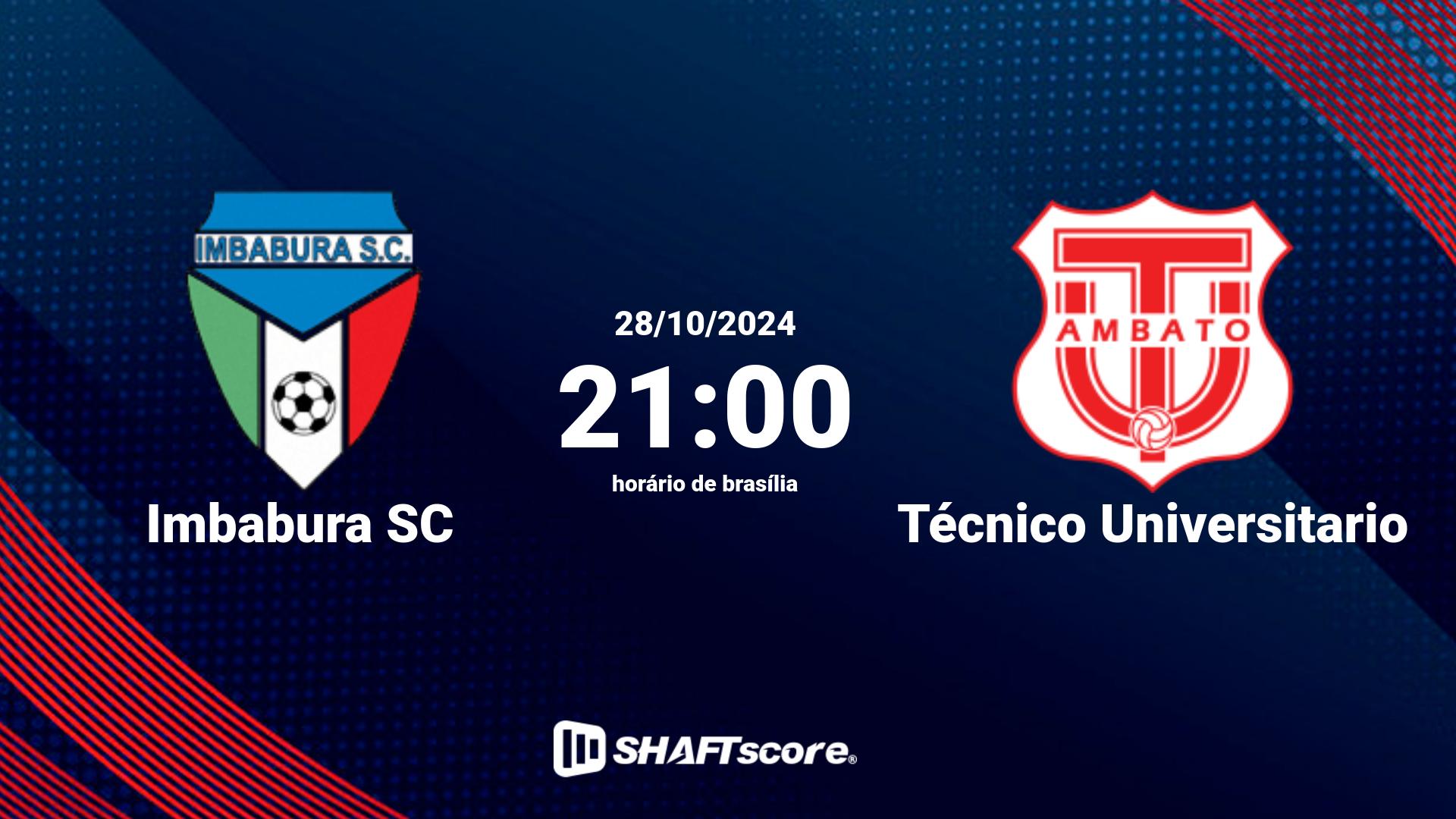 Estatísticas do jogo Imbabura SC vs Técnico Universitario 28.10 21:00