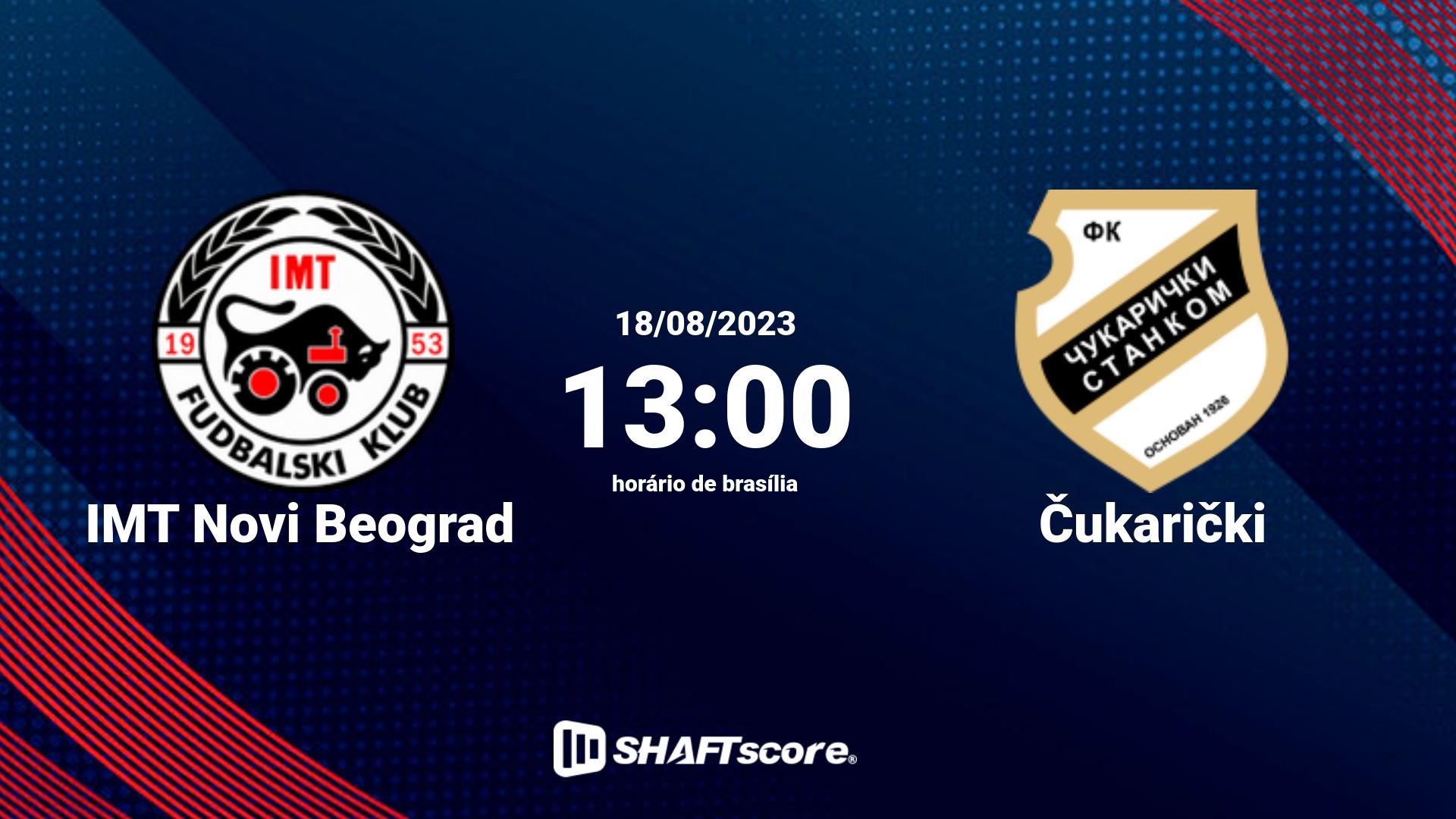 Estatísticas do jogo IMT Novi Beograd vs Čukarički 18.08 13:00