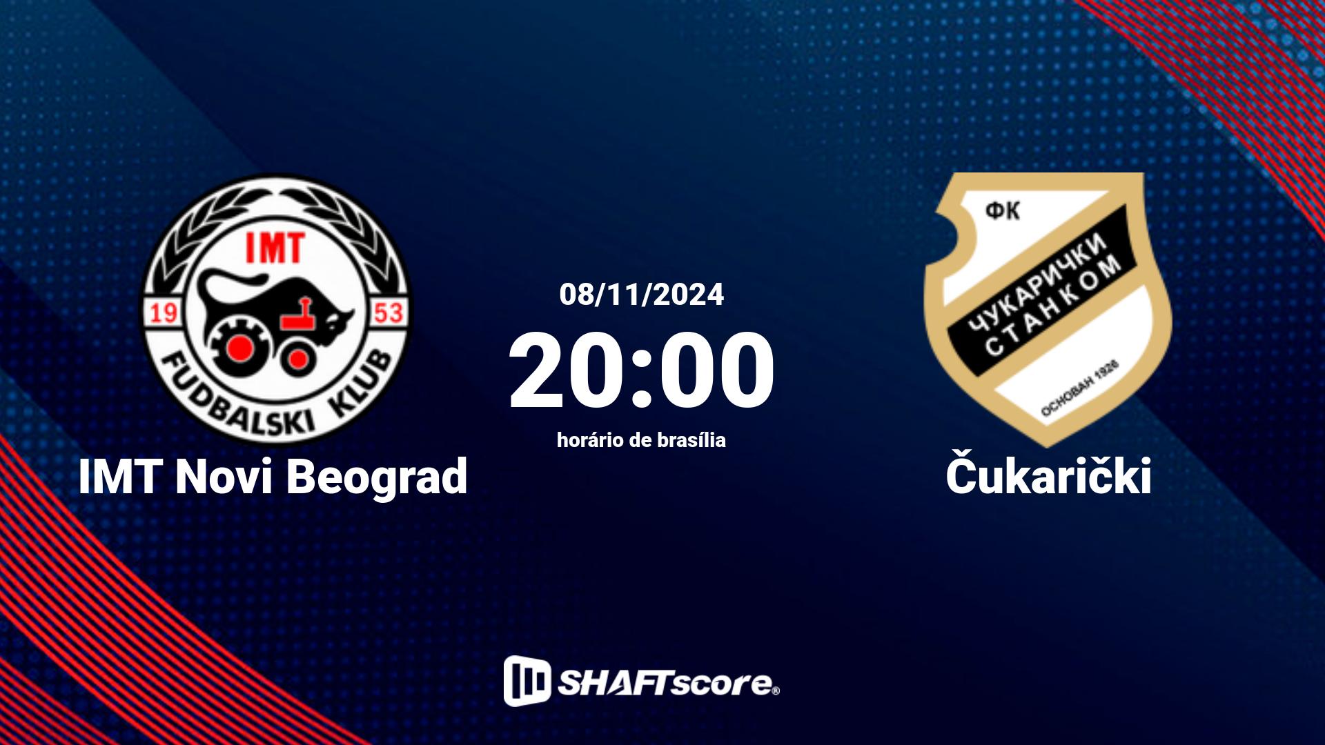 Estatísticas do jogo IMT Novi Beograd vs Čukarički 08.11 20:00