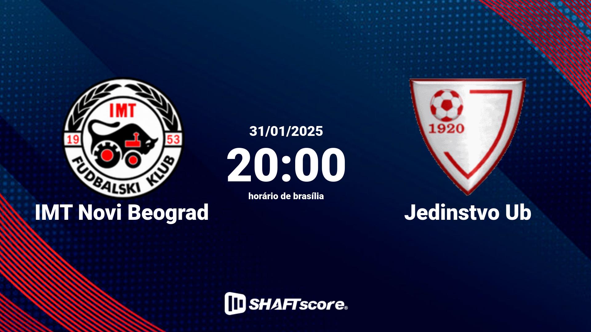 Estatísticas do jogo IMT Novi Beograd vs Jedinstvo Ub 31.01 20:00