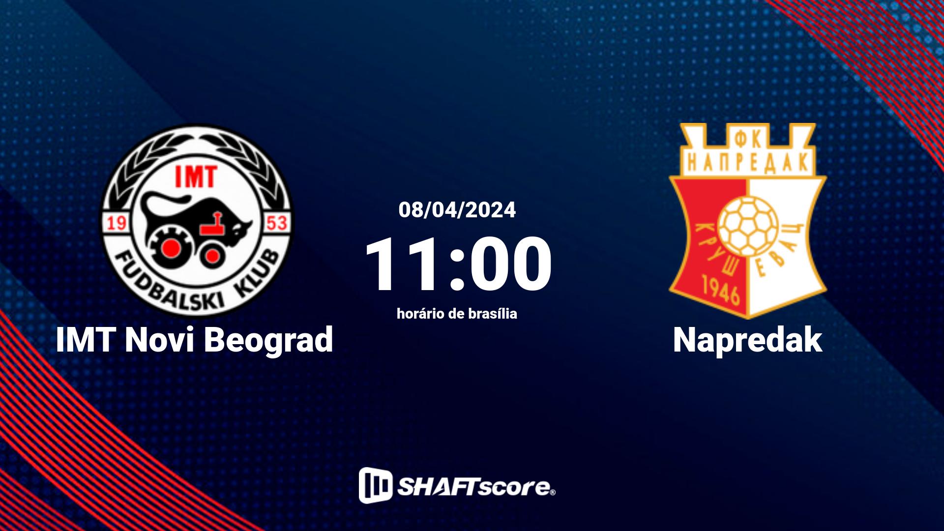 Estatísticas do jogo IMT Novi Beograd vs Napredak 08.04 11:00