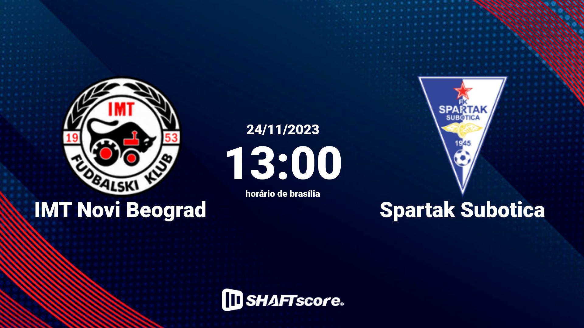 Estatísticas do jogo IMT Novi Beograd vs Spartak Subotica 24.11 13:00