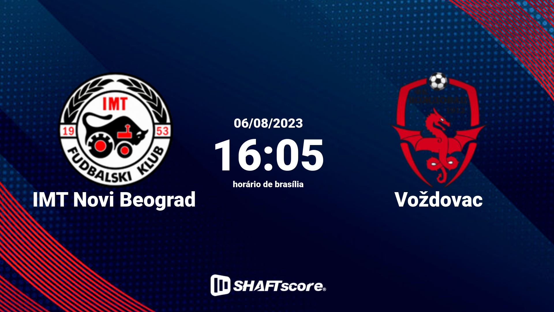 Estatísticas do jogo IMT Novi Beograd vs Voždovac 06.08 16:05