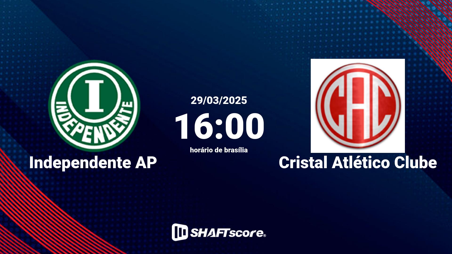 Estatísticas do jogo Independente AP vs Cristal Atlético Clube 29.03 16:00