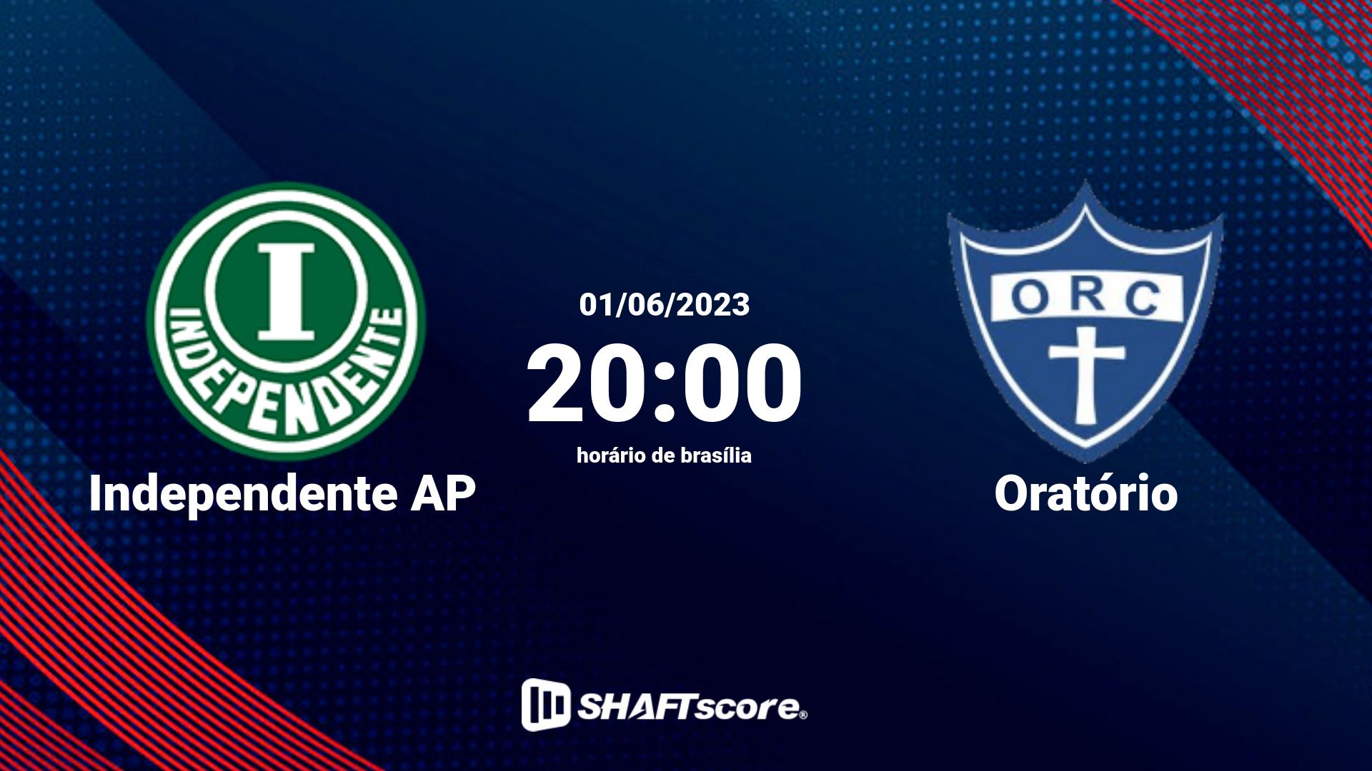 Estatísticas do jogo Independente AP vs Oratório 01.06 20:00