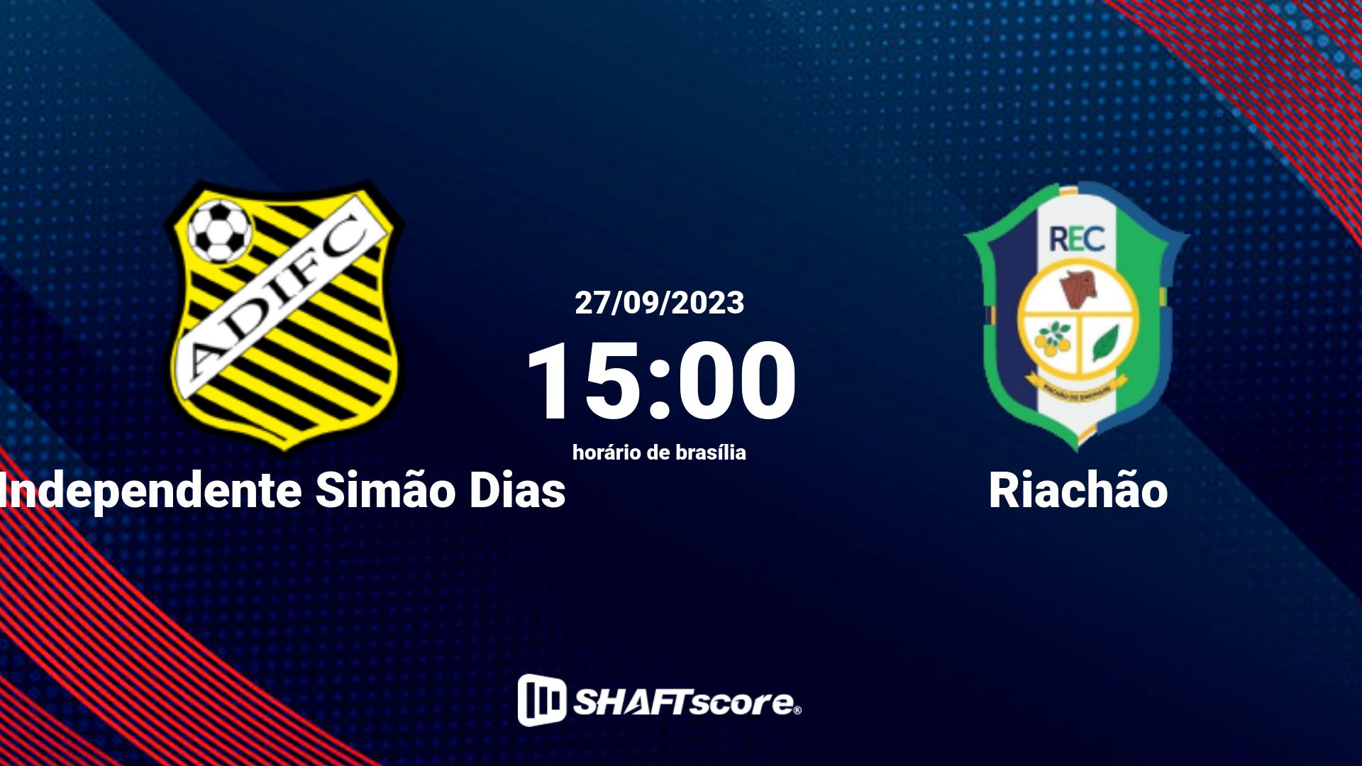 Estatísticas do jogo Independente Simão Dias vs Riachão 27.09 15:00