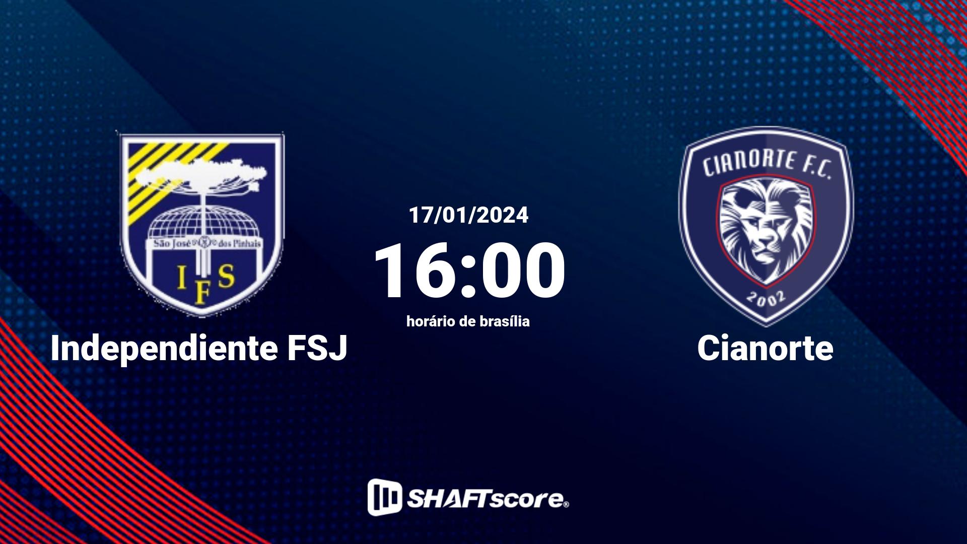 Estatísticas do jogo Independiente FSJ vs Cianorte 17.01 16:00