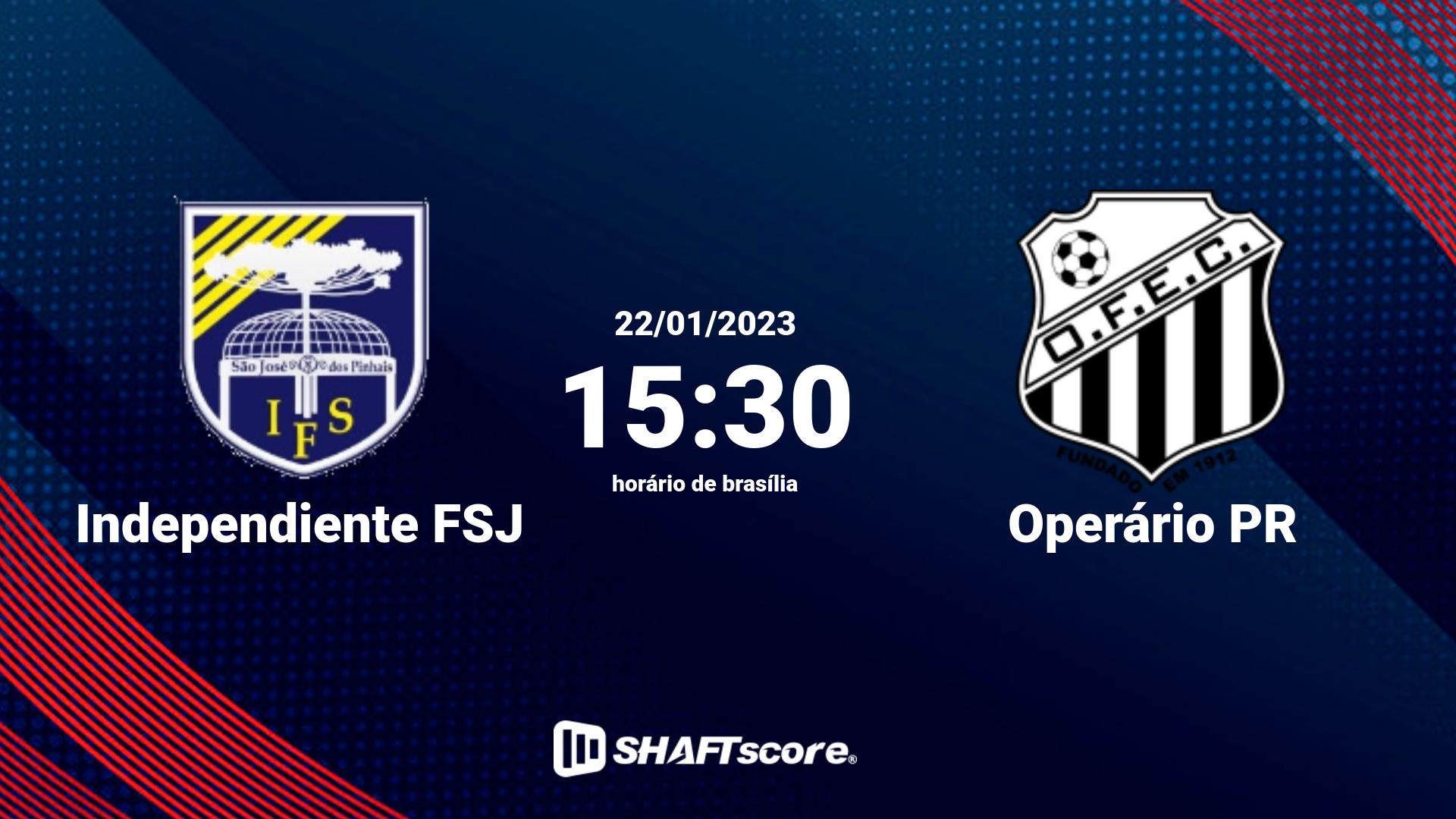 Estatísticas do jogo Independiente FSJ vs Operário PR 22.01 15:30