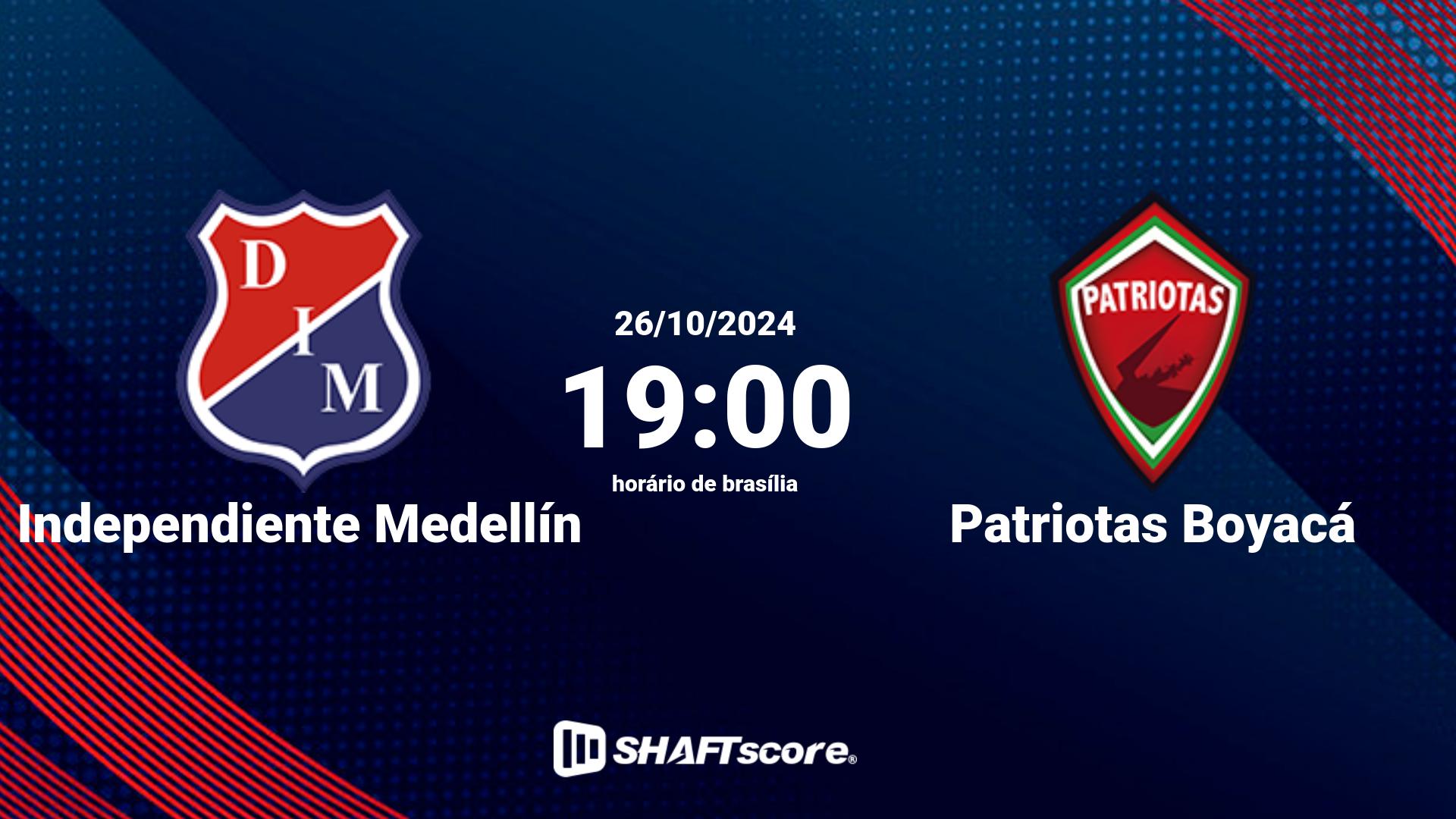 Estatísticas do jogo Independiente Medellín vs Patriotas Boyacá 26.10 19:00