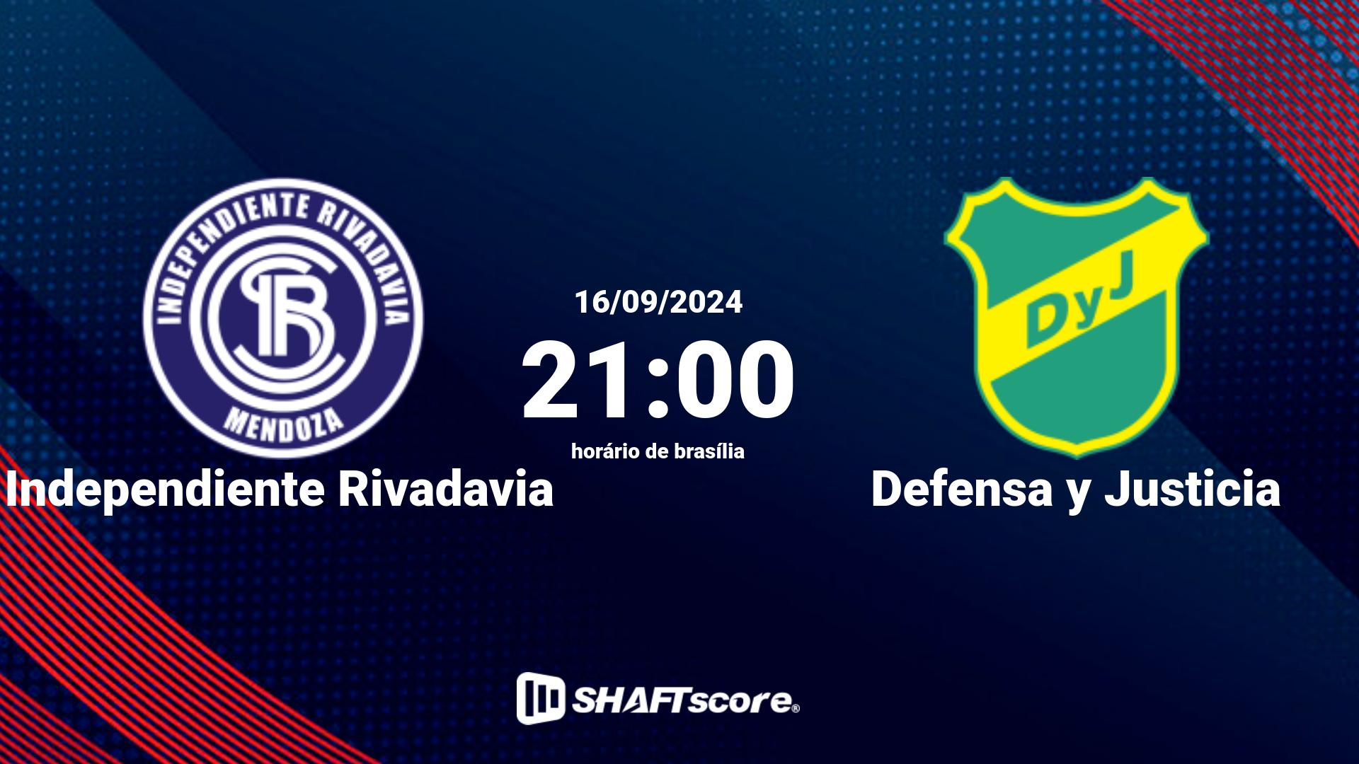 Estatísticas do jogo Independiente Rivadavia vs Defensa y Justicia 16.09 21:00