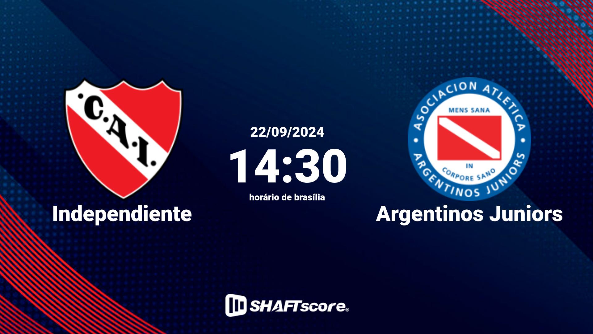 Estatísticas do jogo Independiente vs Argentinos Juniors 22.09 14:30