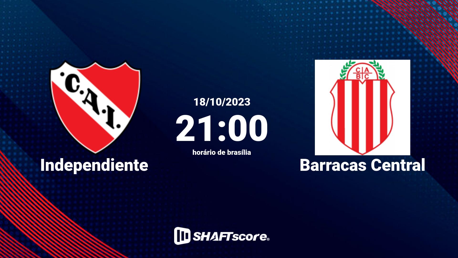 Estatísticas do jogo Independiente vs Barracas Central 18.10 21:00