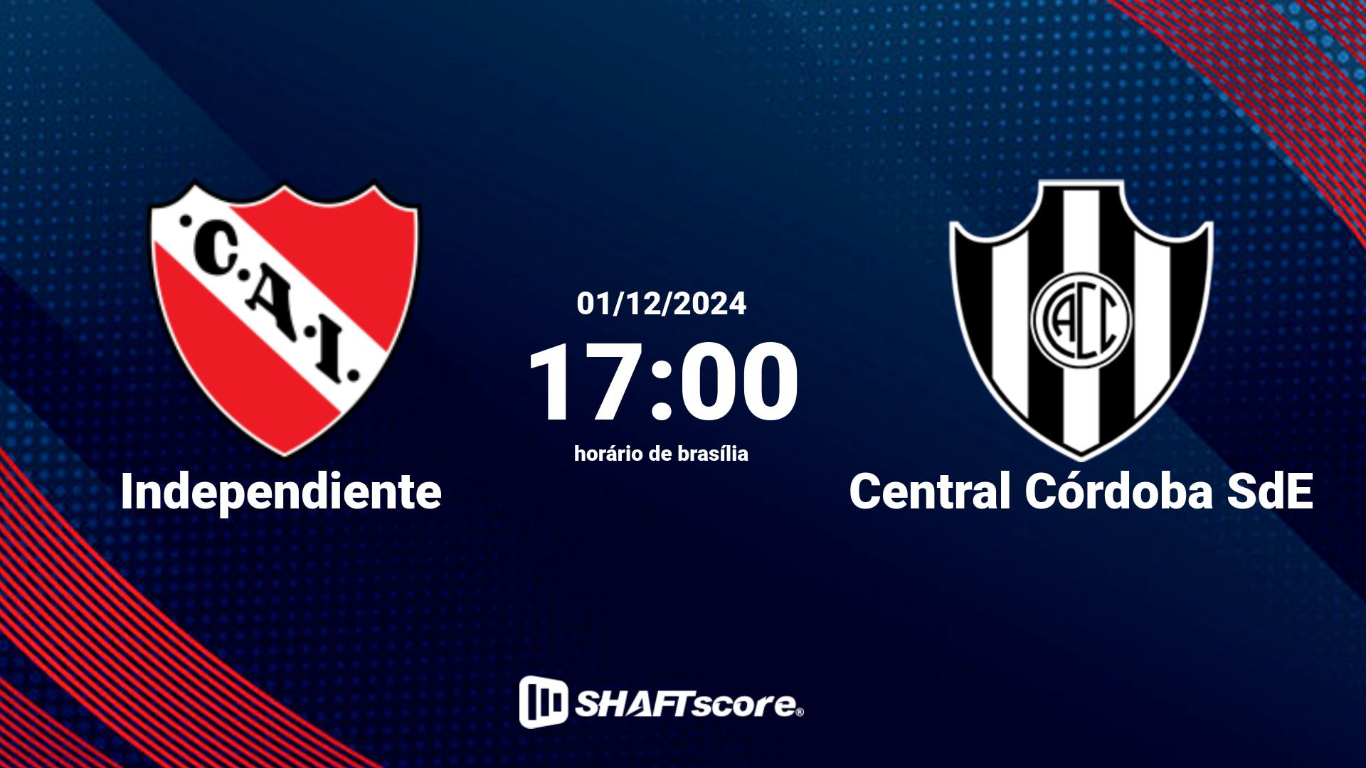 Estatísticas do jogo Independiente vs Central Córdoba SdE 01.12 17:00