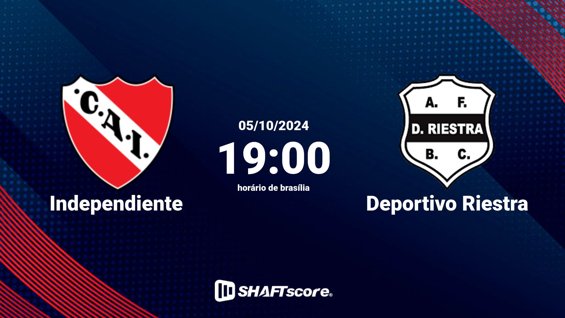 Estatísticas do jogo Independiente vs Deportivo Riestra 06.10 15:00