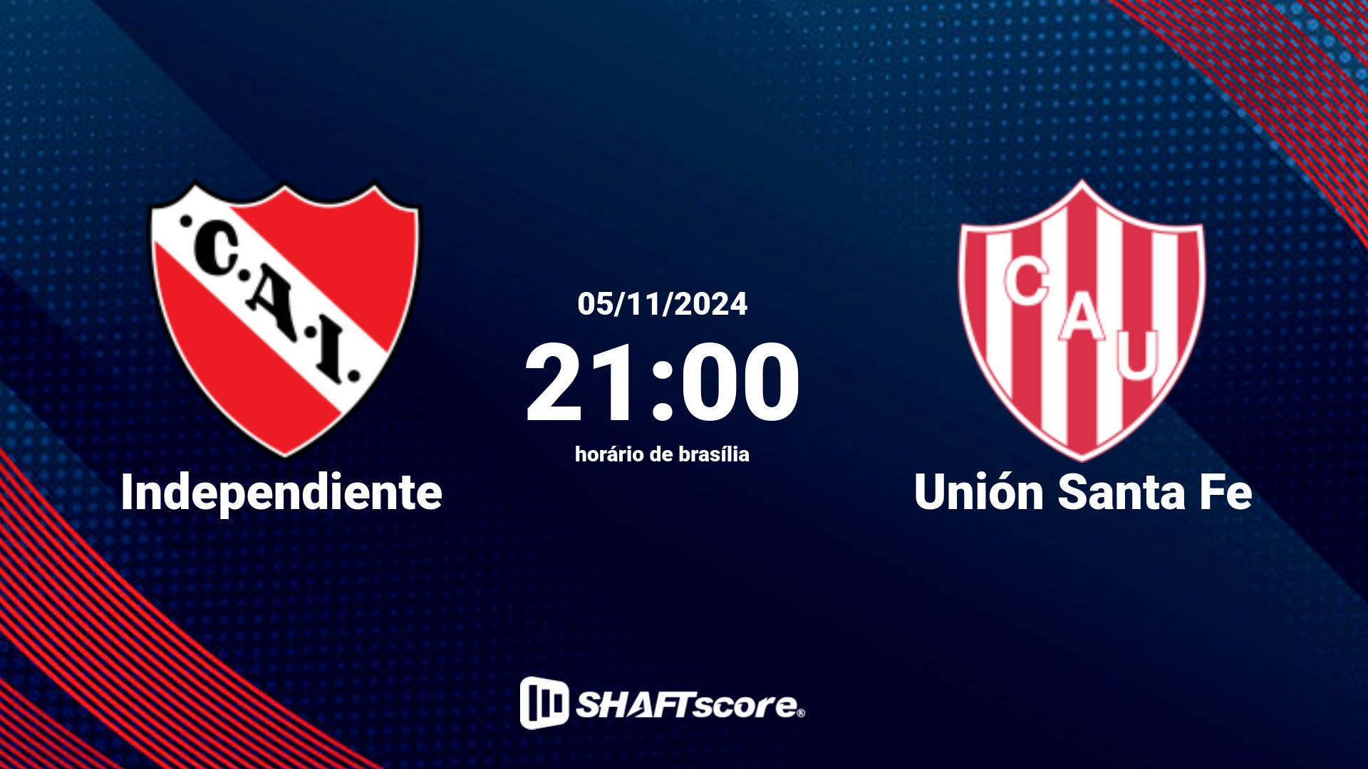 Estatísticas do jogo Independiente vs Unión Santa Fe 05.11 21:00