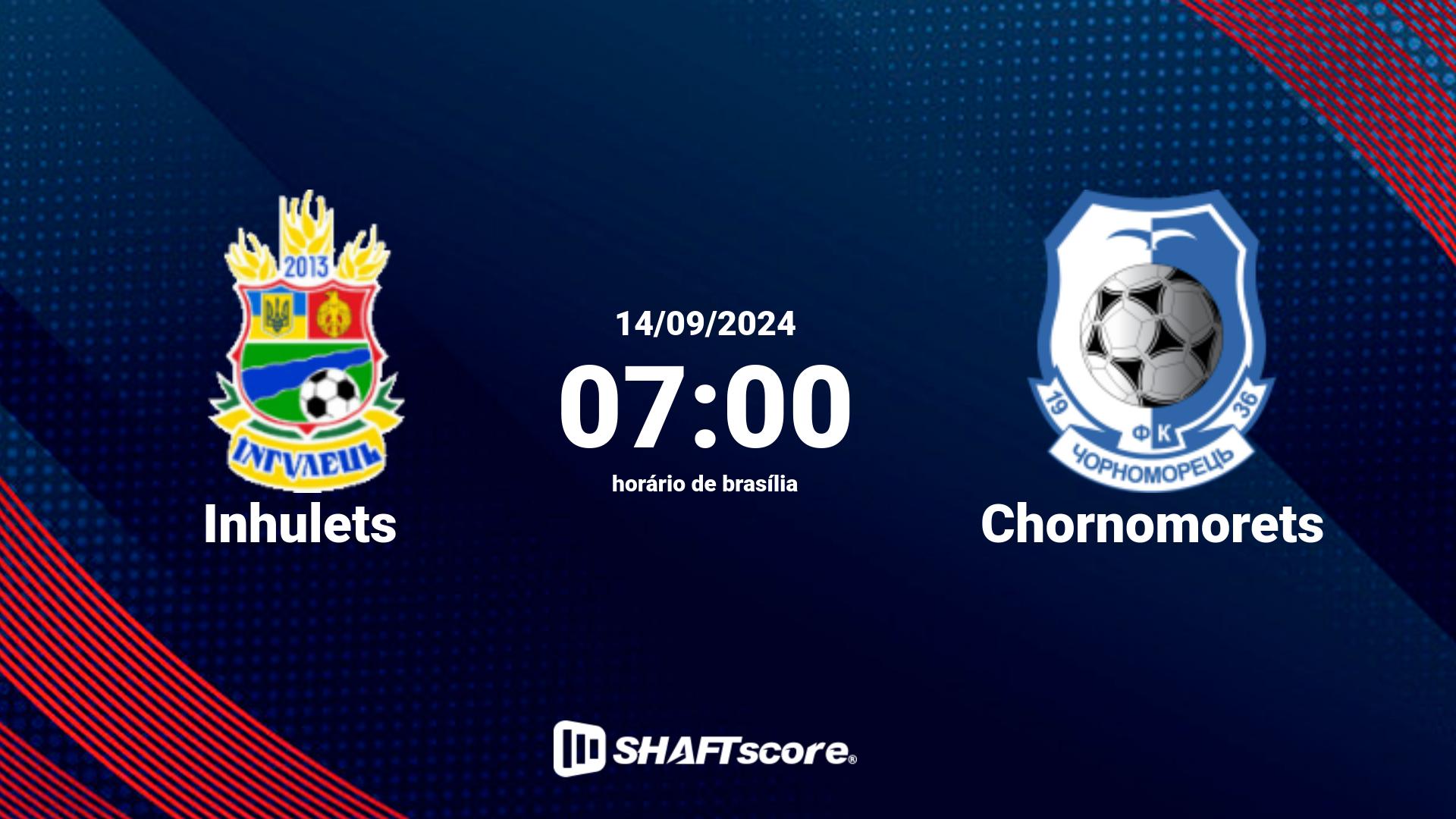 Estatísticas do jogo Inhulets vs Chornomorets 14.09 07:00