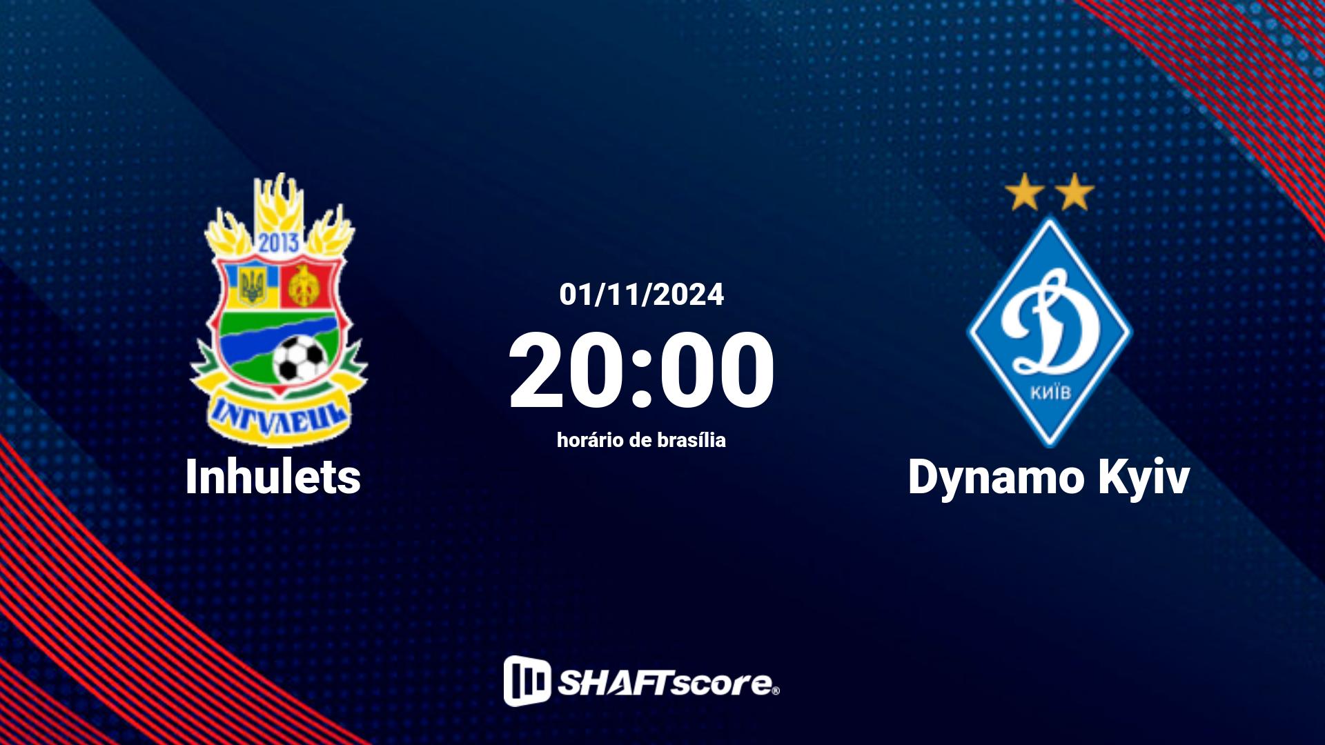 Estatísticas do jogo Inhulets vs Dynamo Kyiv 01.11 20:00