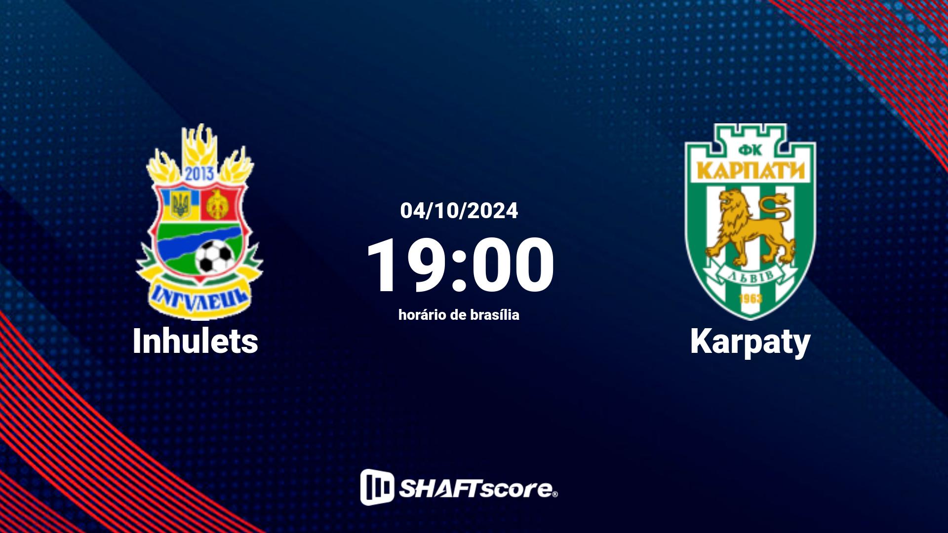 Estatísticas do jogo Inhulets vs Karpaty 04.10 19:00