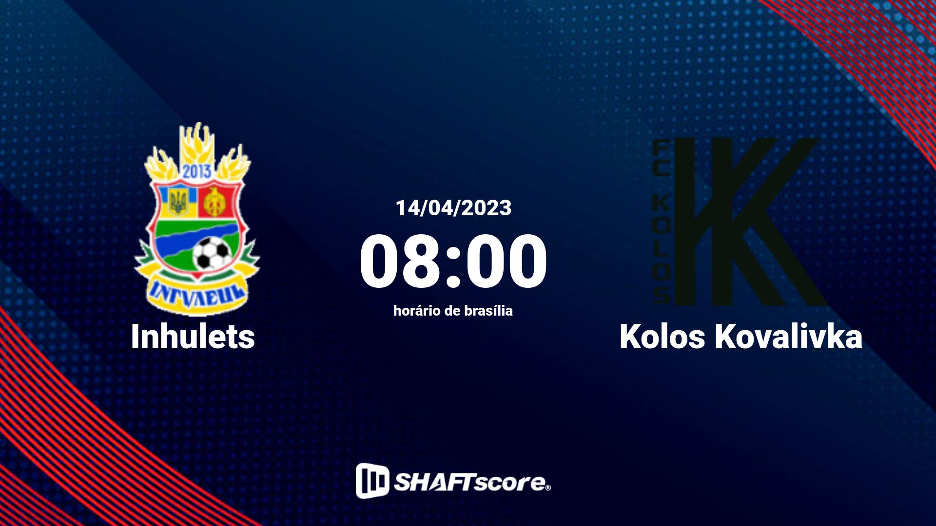 Estatísticas do jogo Inhulets vs Kolos Kovalivka 14.04 08:00