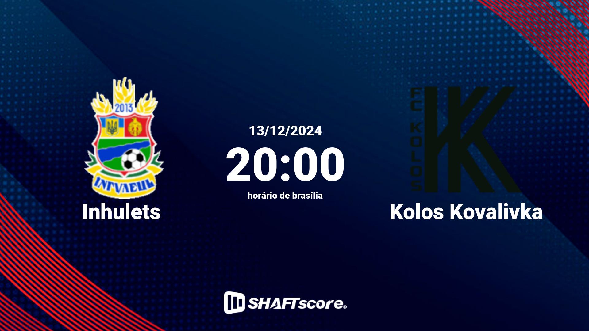 Estatísticas do jogo Inhulets vs Kolos Kovalivka 13.12 20:00