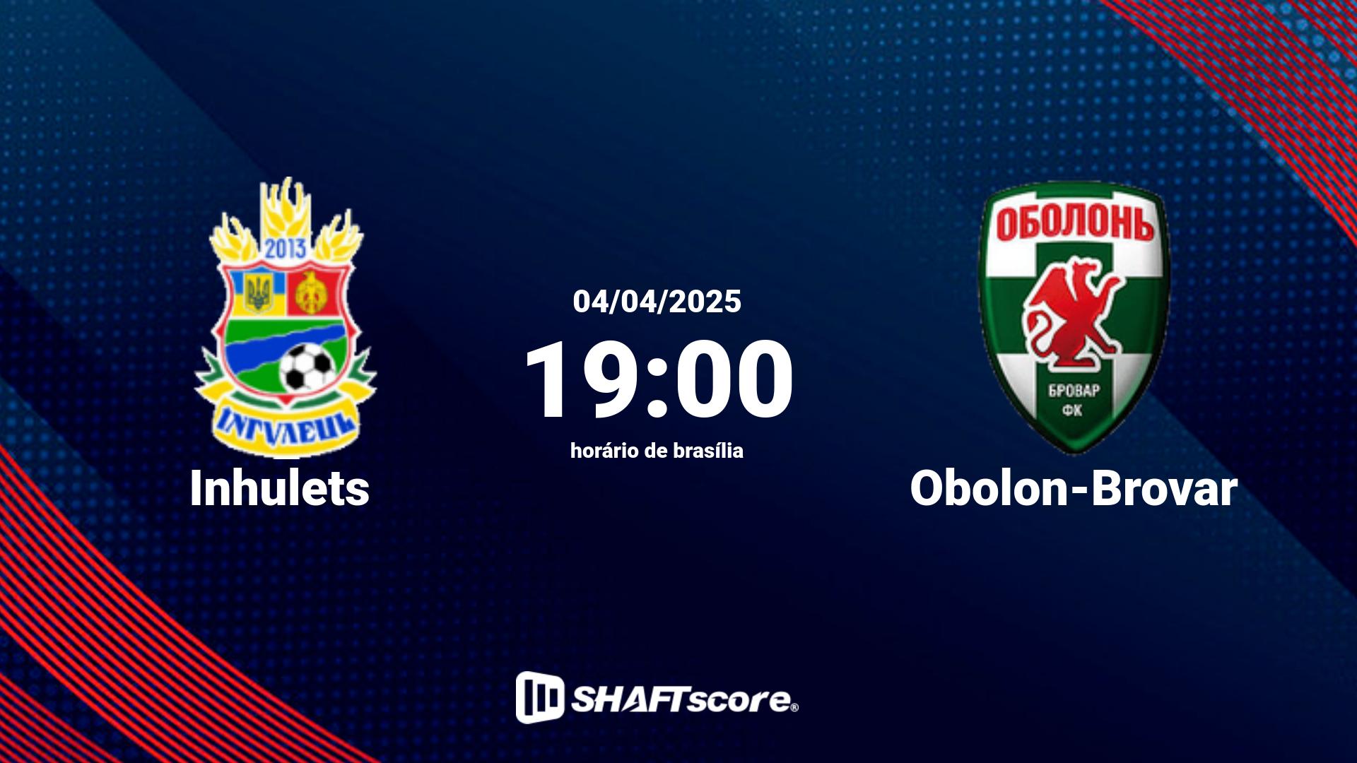 Estatísticas do jogo Inhulets vs Obolon-Brovar 04.04 19:00