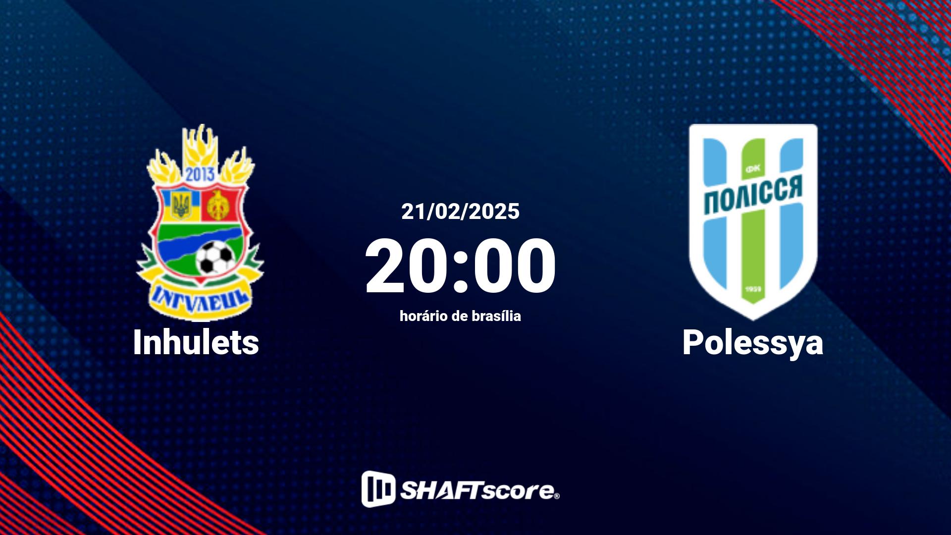 Estatísticas do jogo Inhulets vs Polessya 21.02 20:00