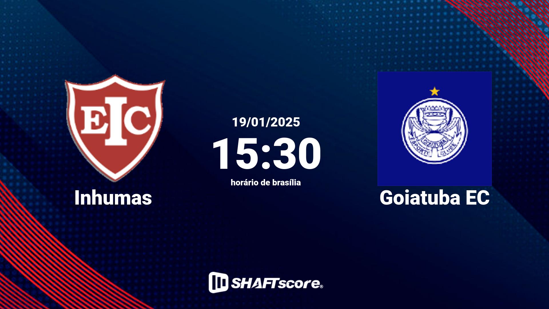 Estatísticas do jogo Inhumas vs Goiatuba EC 19.01 15:30