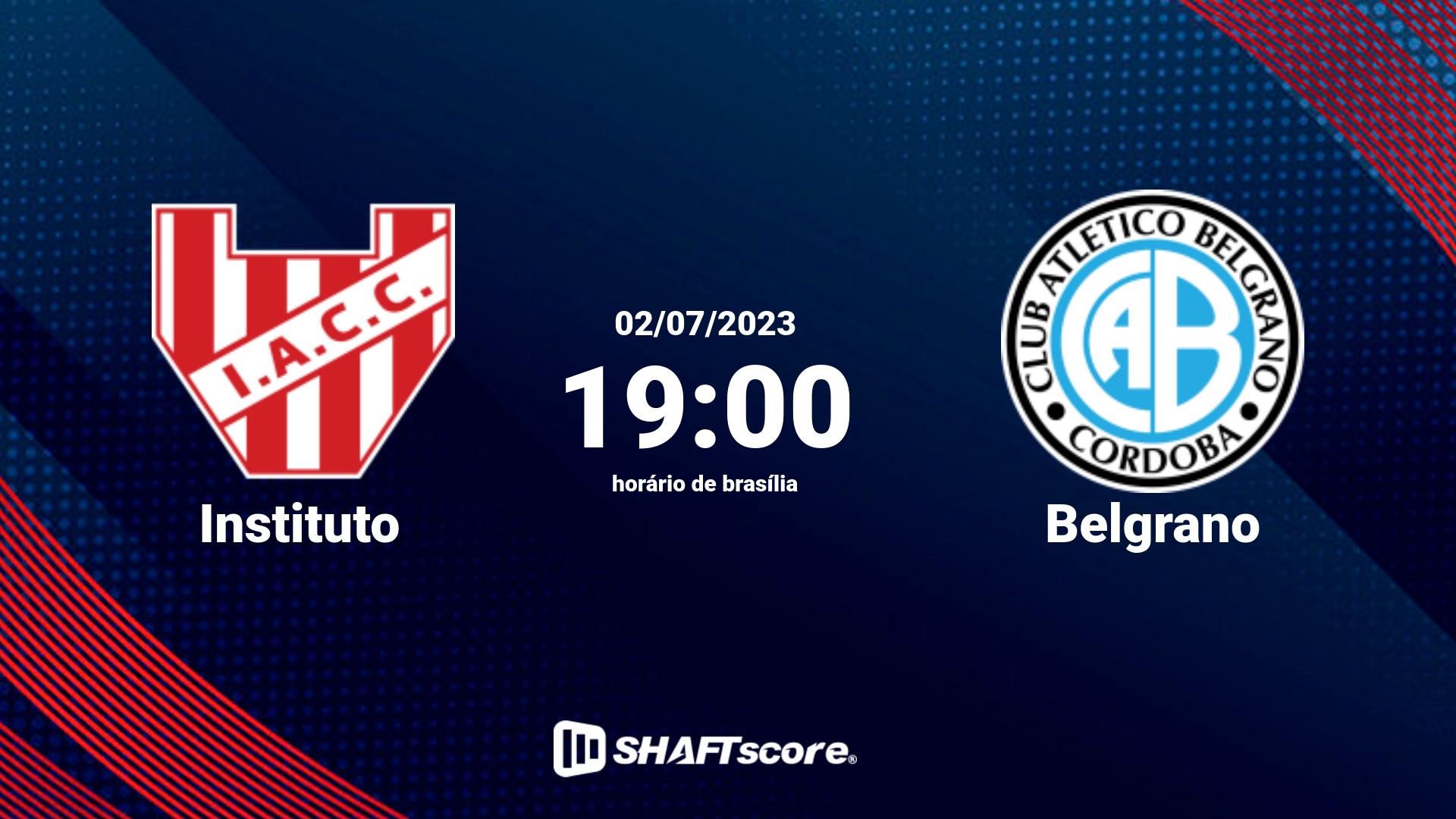 Estatísticas do jogo Instituto vs Belgrano 02.07 19:00