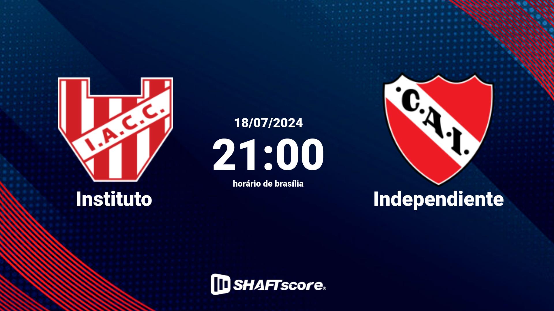 Estatísticas do jogo Instituto vs Independiente 18.07 21:00