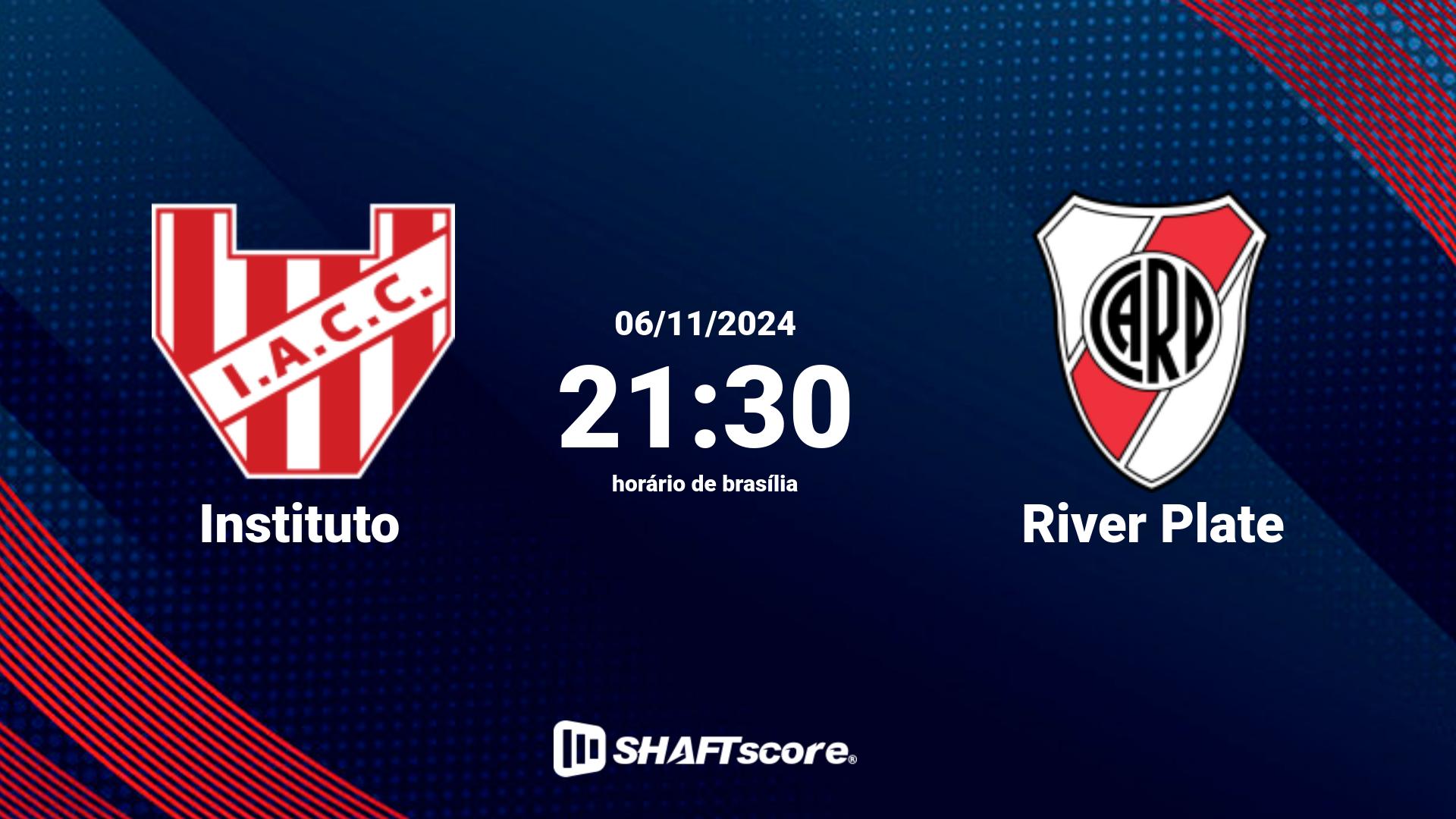 Estatísticas do jogo Instituto vs River Plate 06.11 21:30