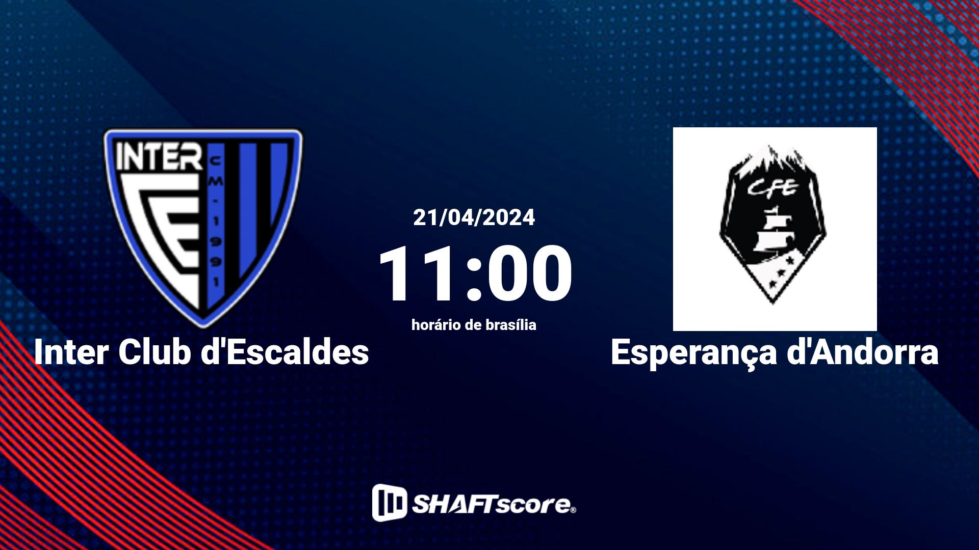 Estatísticas do jogo Inter Club d'Escaldes vs Esperança d'Andorra 21.04 11:00