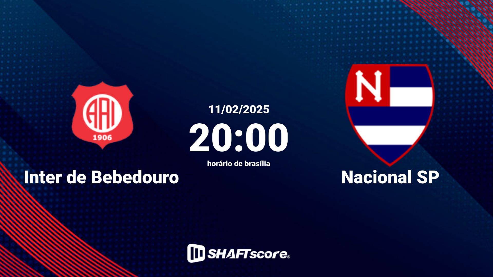 Estatísticas do jogo Inter de Bebedouro vs Nacional SP 11.02 20:00