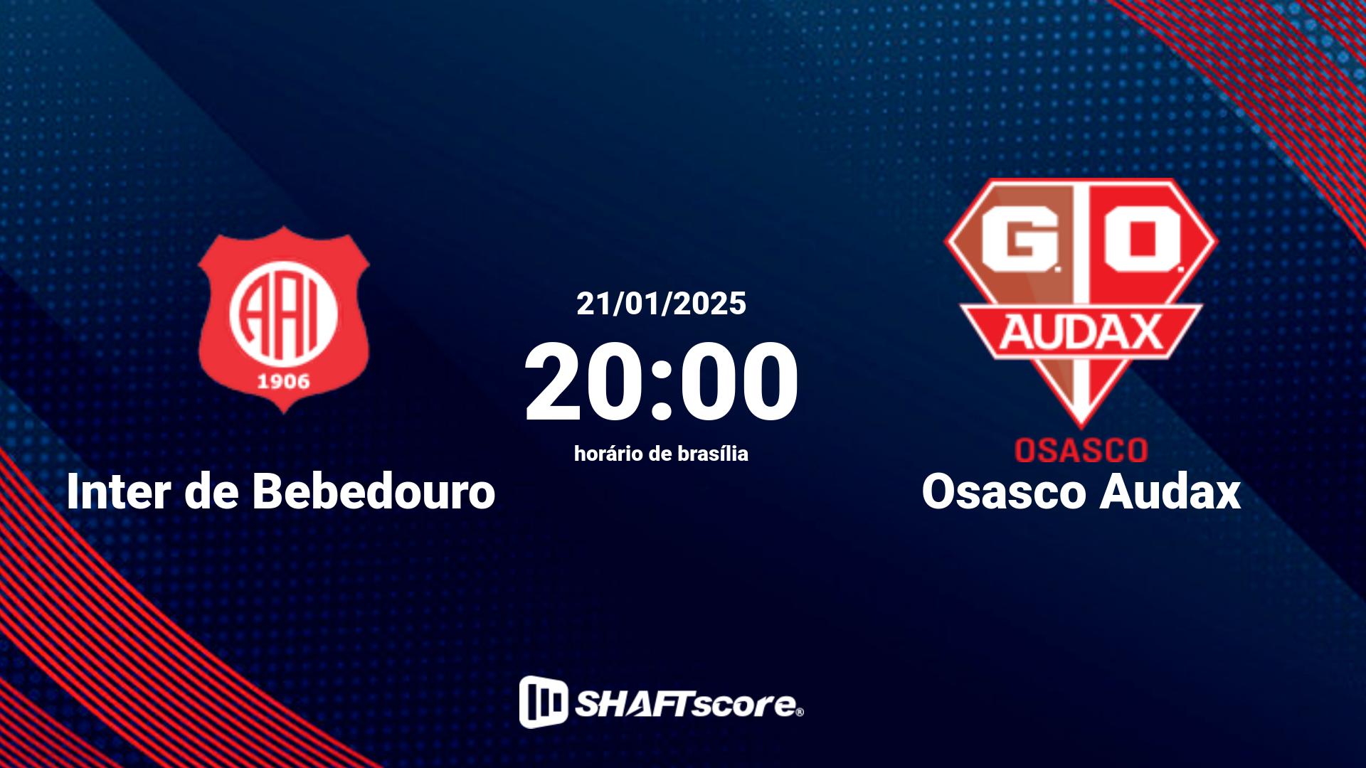 Estatísticas do jogo Inter de Bebedouro vs Osasco Audax 21.01 20:00