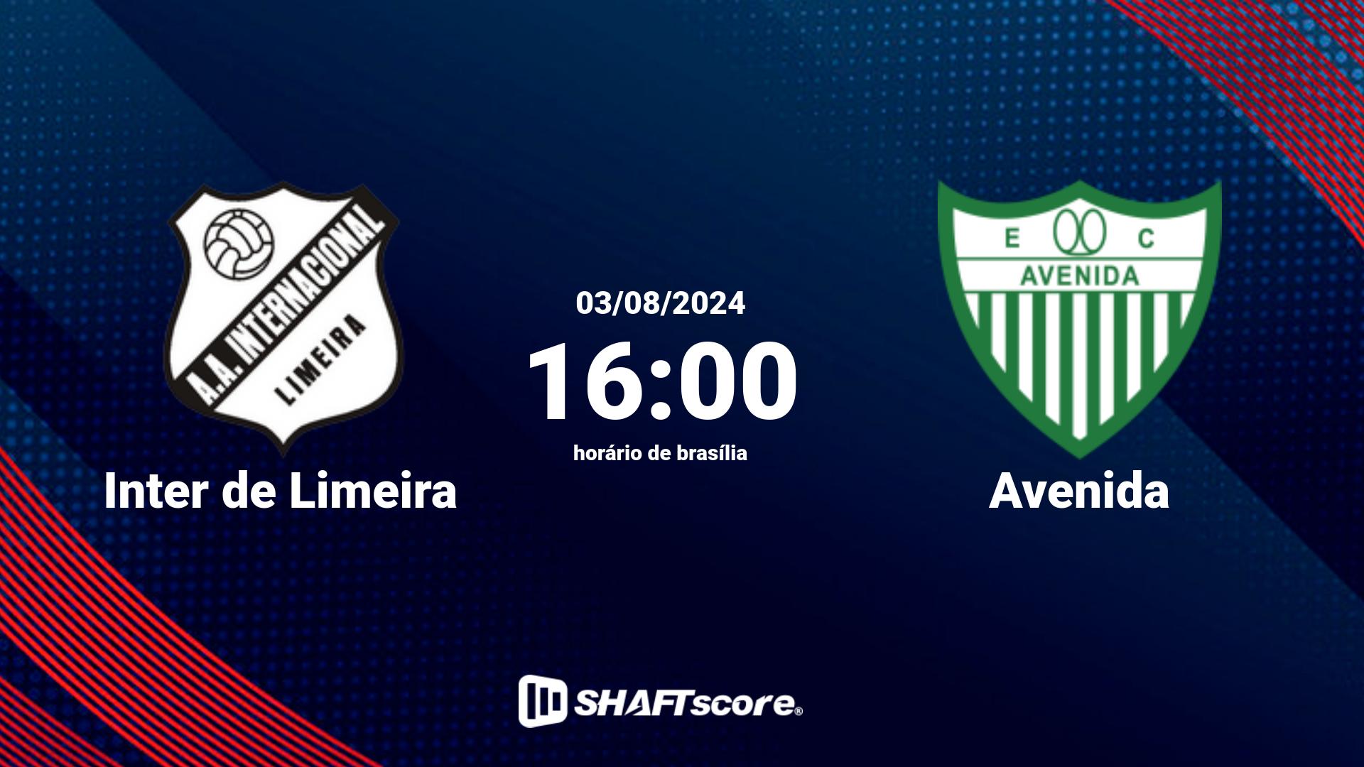 Estatísticas do jogo Inter de Limeira vs Avenida 03.08 16:00