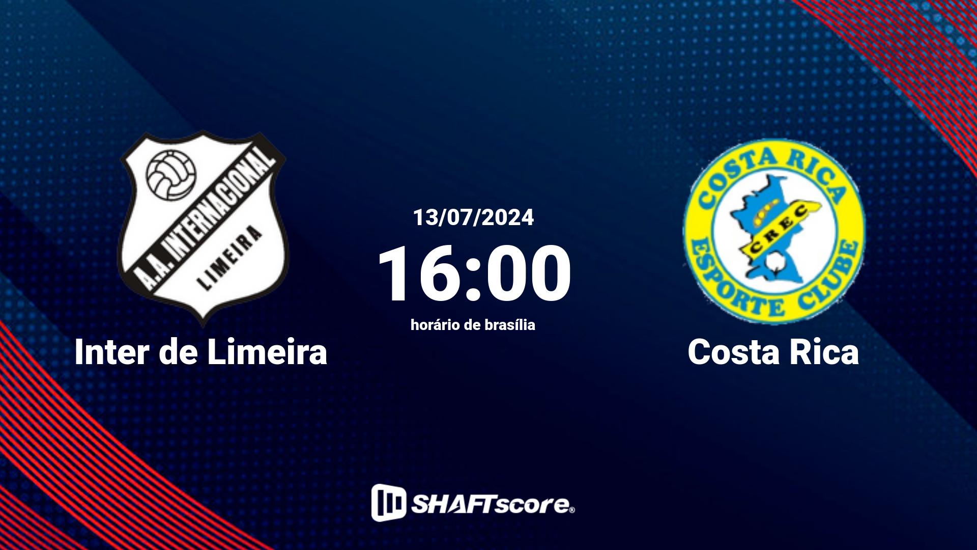 Estatísticas do jogo Inter de Limeira vs Costa Rica 13.07 16:00