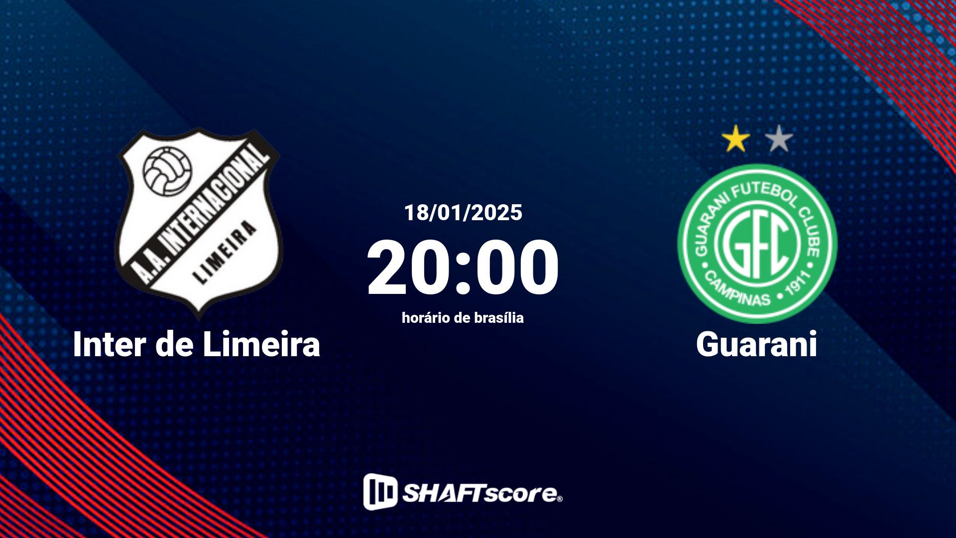 Estatísticas do jogo Inter de Limeira vs Guarani 18.01 20:00