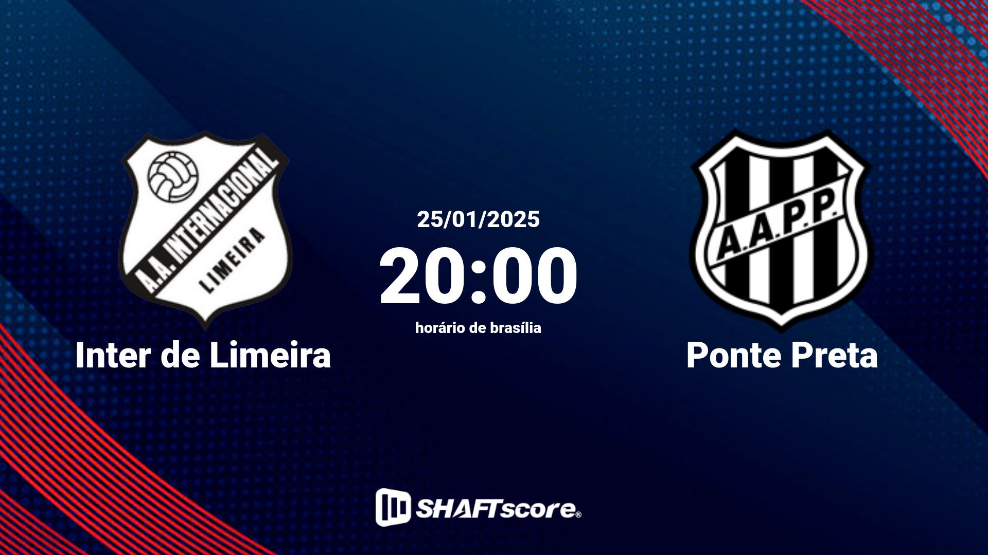 Estatísticas do jogo Inter de Limeira vs Ponte Preta 25.01 20:00