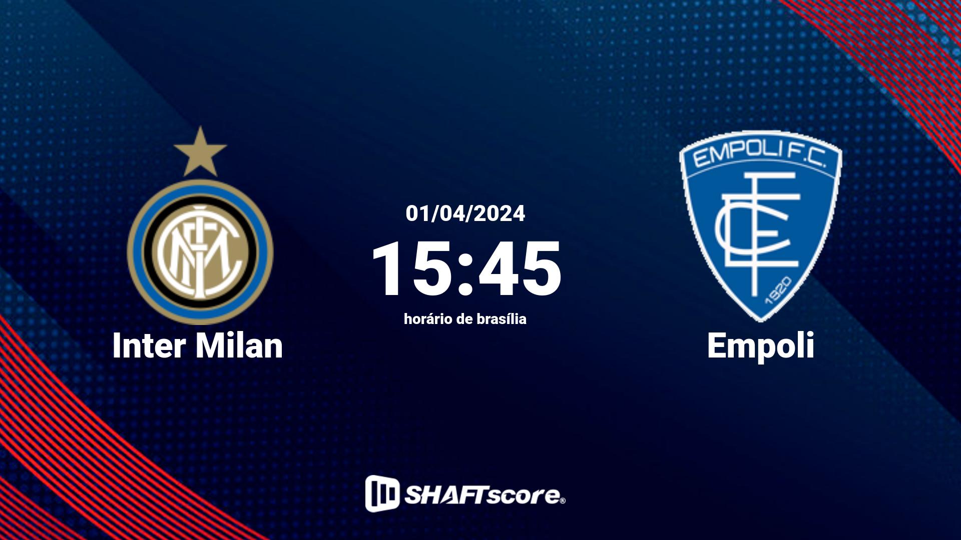 Estatísticas do jogo Inter Milan vs Empoli 01.04 15:45