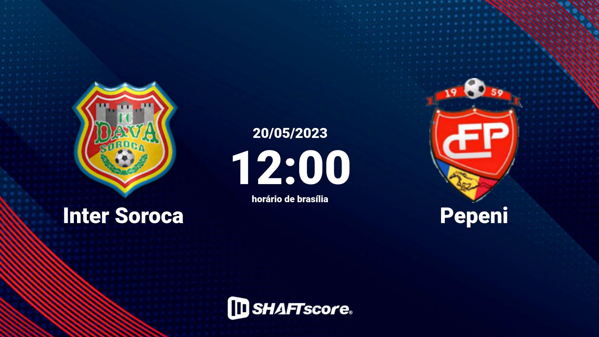 Estatísticas do jogo Inter Soroca vs Pepeni 20.05 12:00