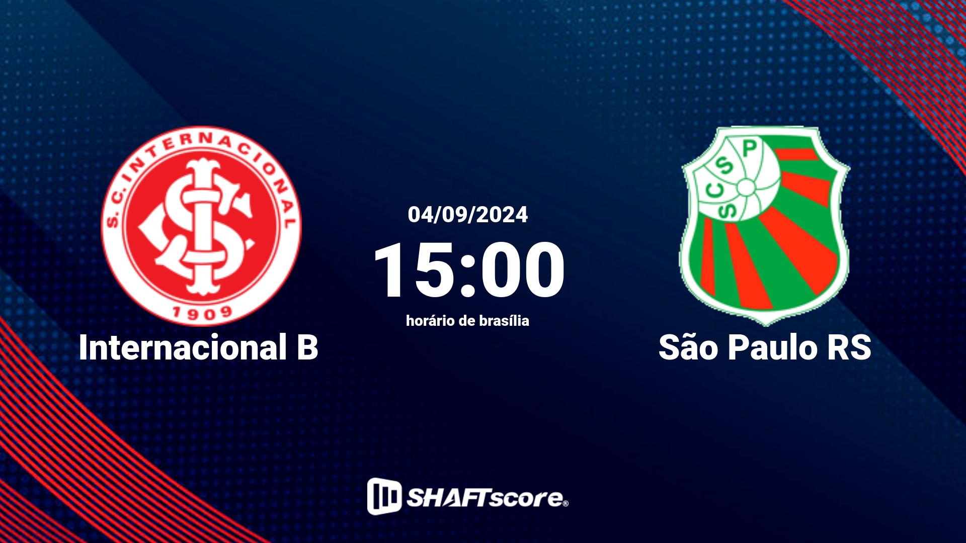 Estatísticas do jogo Internacional B vs São Paulo RS 04.09 15:00