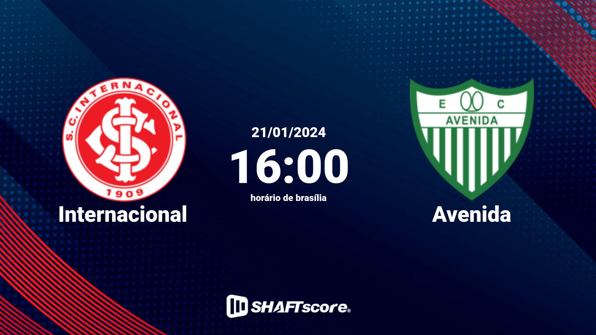 Estatísticas do jogo Internacional vs Avenida 21.01 16:00