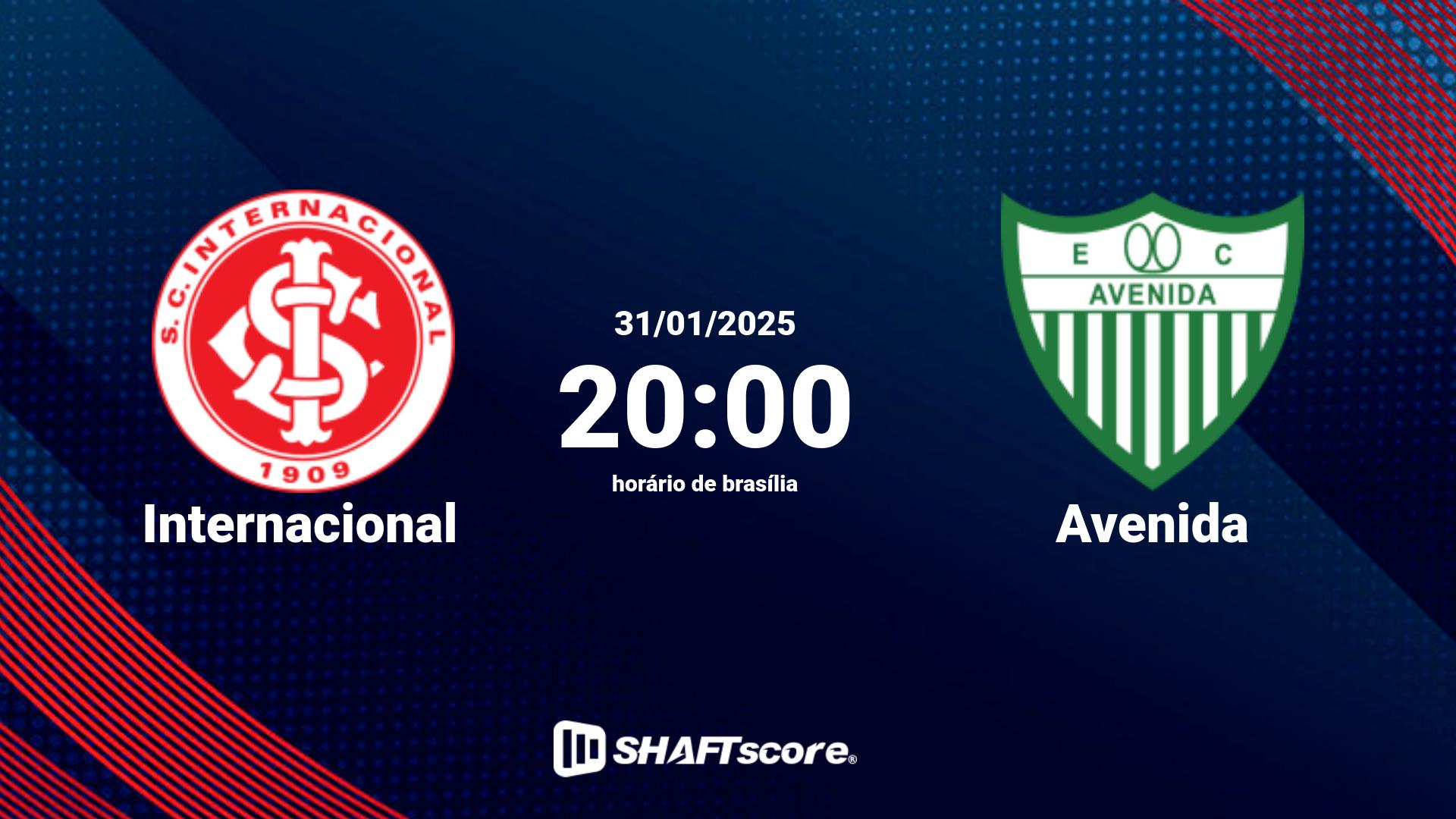 Estatísticas do jogo Internacional vs Avenida 31.01 20:00