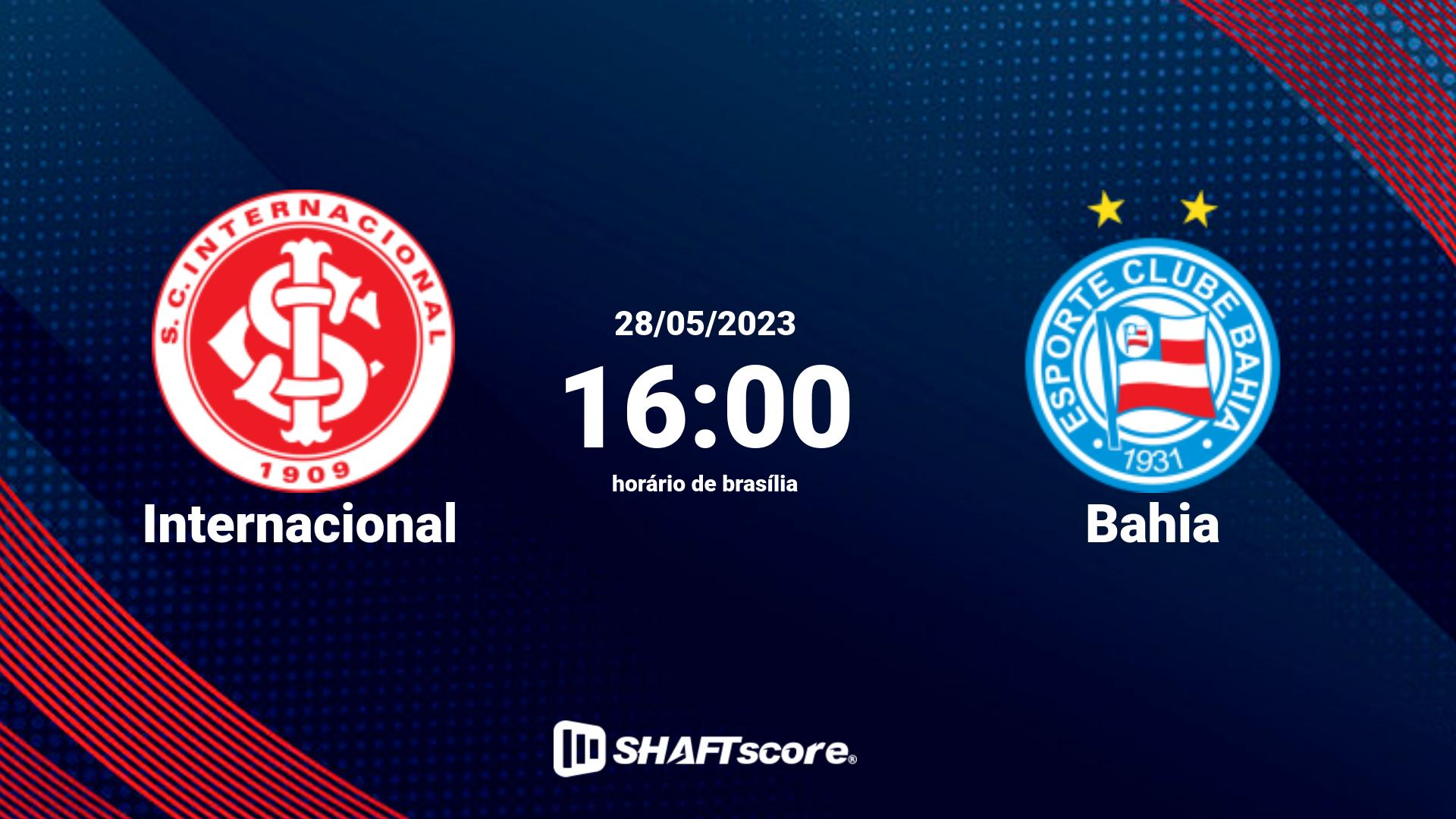 Estatísticas do jogo Internacional vs Bahia 28.05 16:00