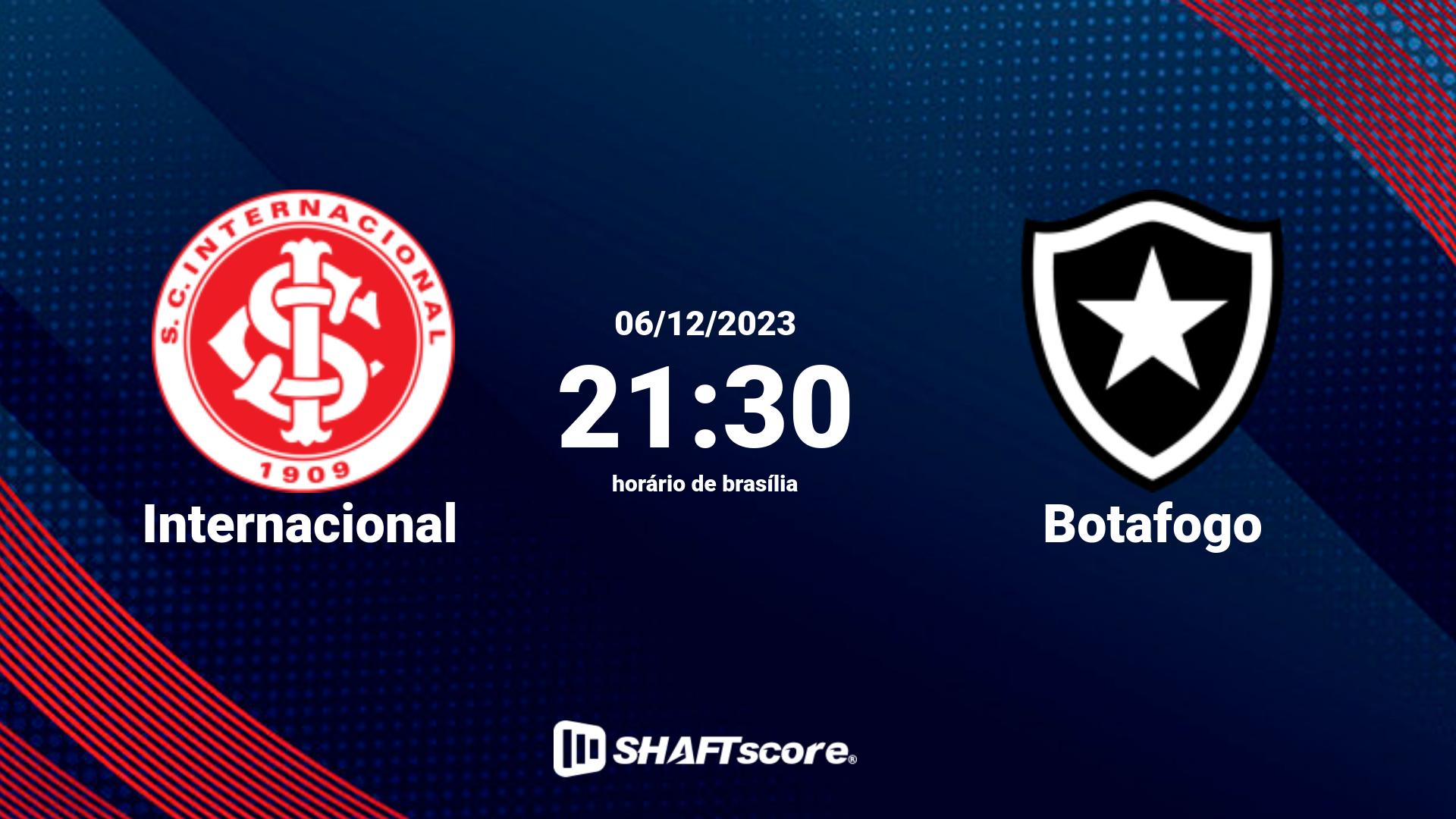 Estatísticas do jogo Internacional vs Botafogo 06.12 21:30