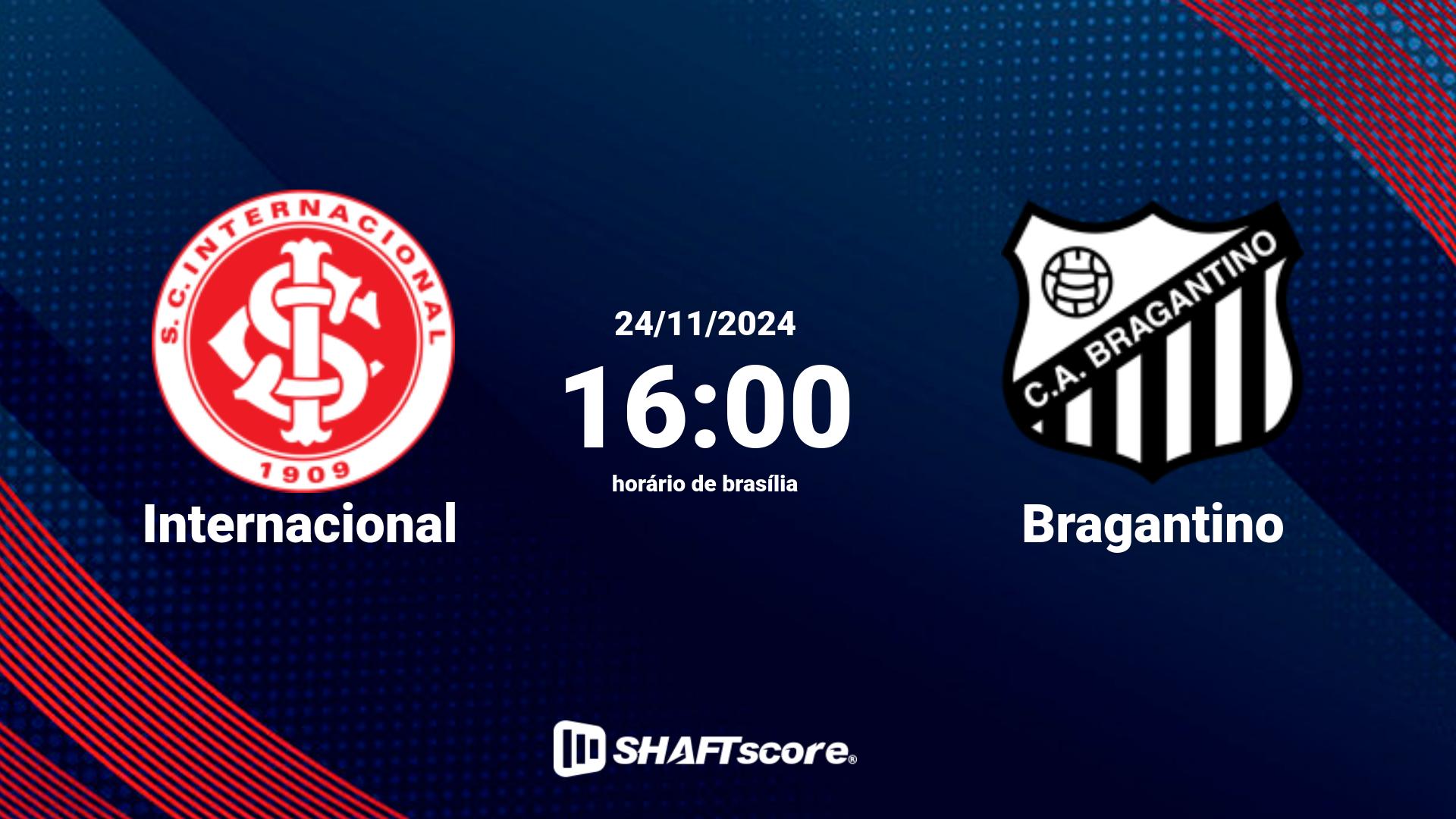 Estatísticas do jogo Internacional vs Bragantino 24.11 16:00