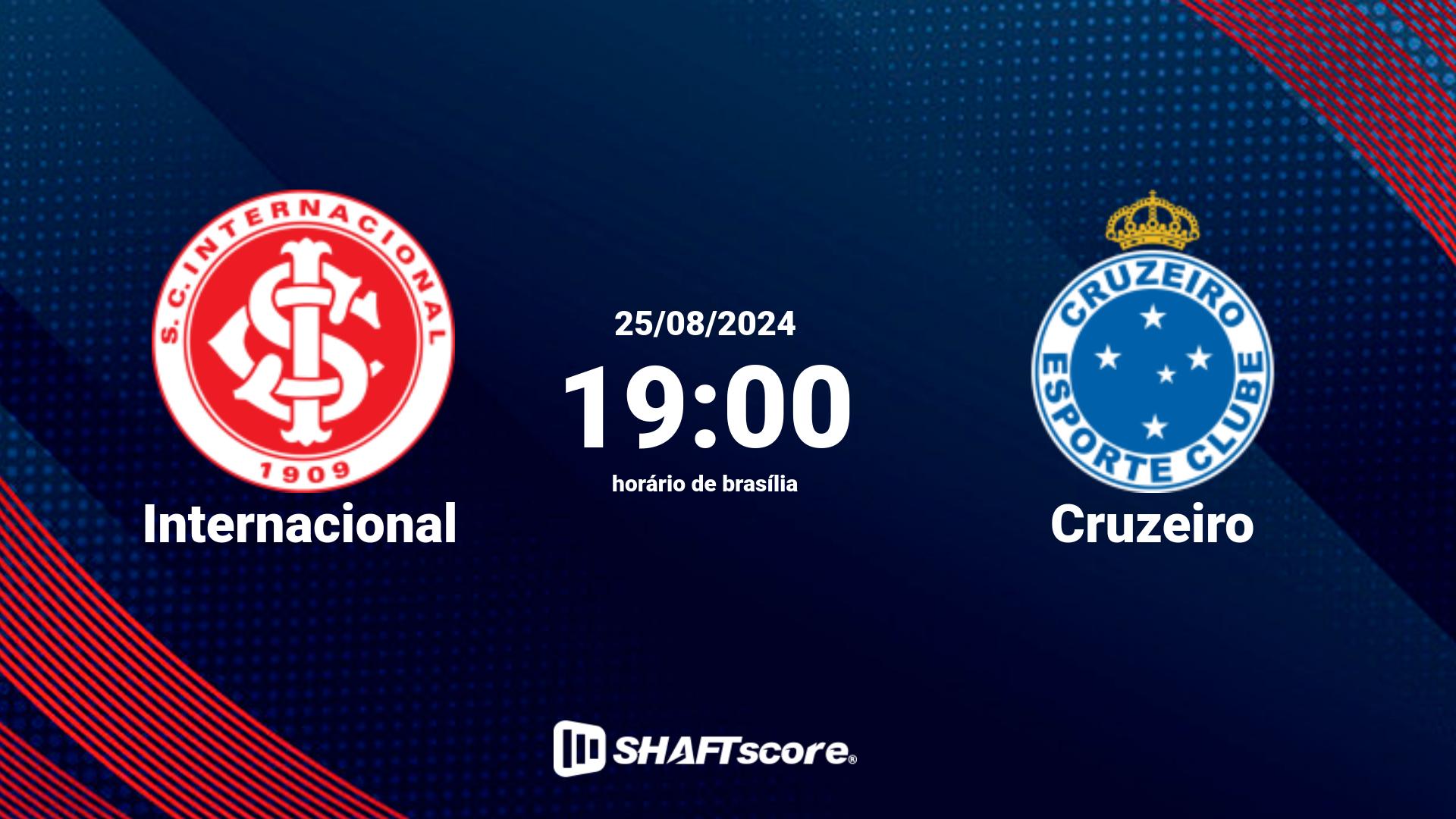 Estatísticas do jogo Internacional vs Cruzeiro 25.08 19:00