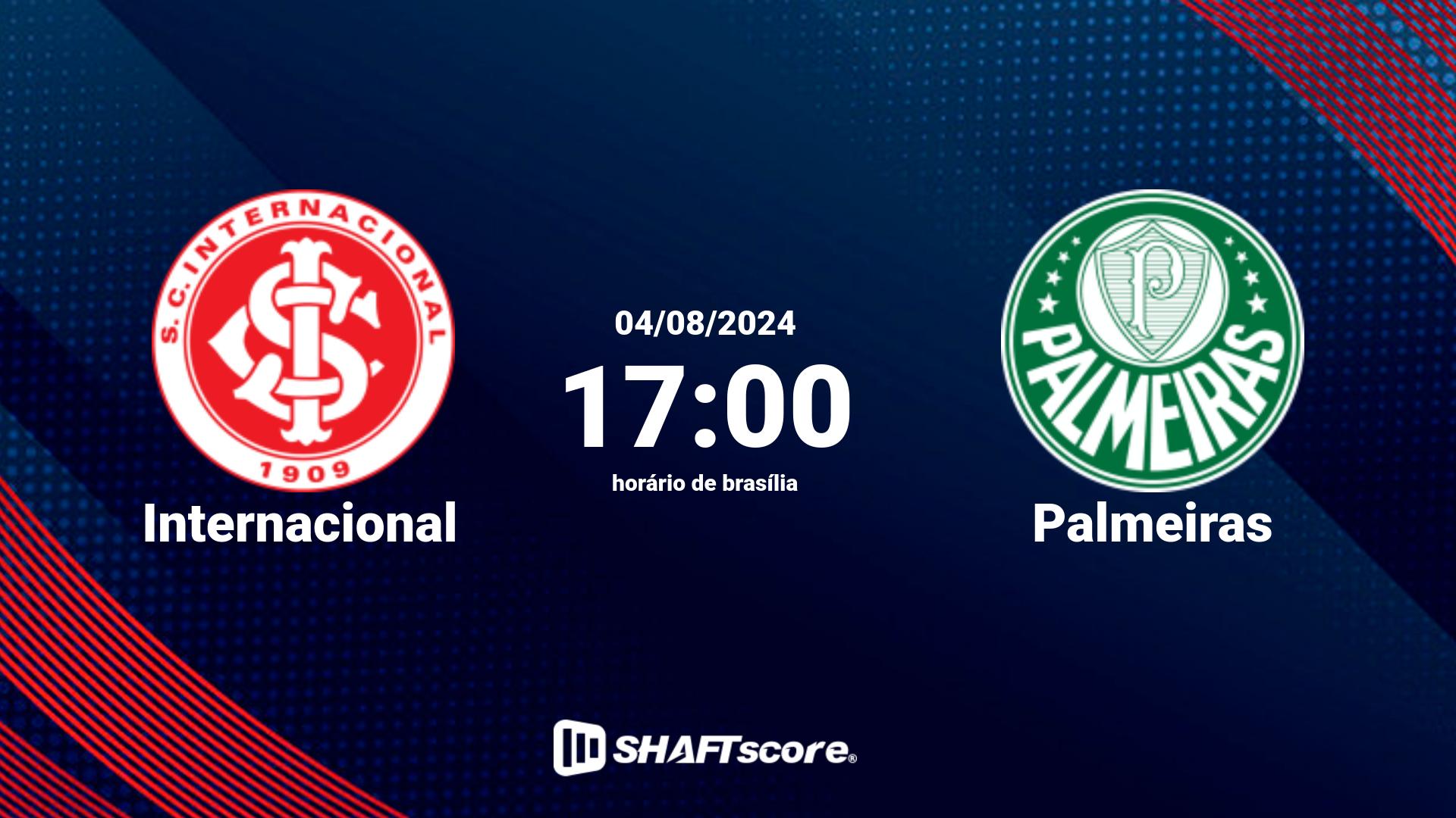 Estatísticas do jogo Internacional vs Palmeiras 04.08 17:00